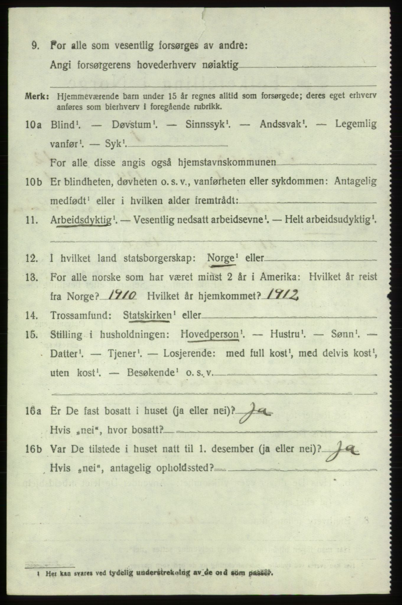 SAB, 1920 census for Tysnes, 1920, p. 8453