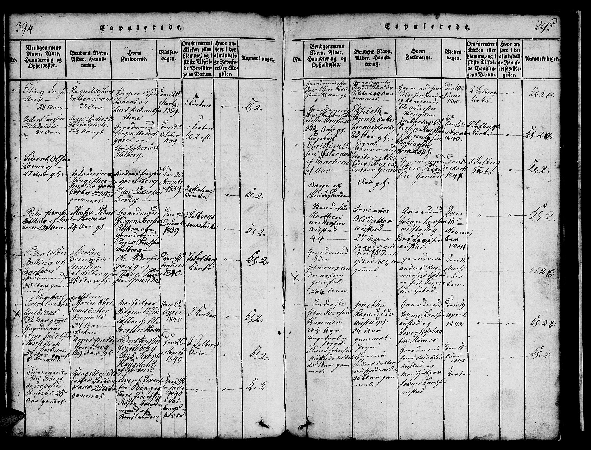 Ministerialprotokoller, klokkerbøker og fødselsregistre - Nord-Trøndelag, SAT/A-1458/731/L0310: Parish register (copy) no. 731C01, 1816-1874, p. 394-395