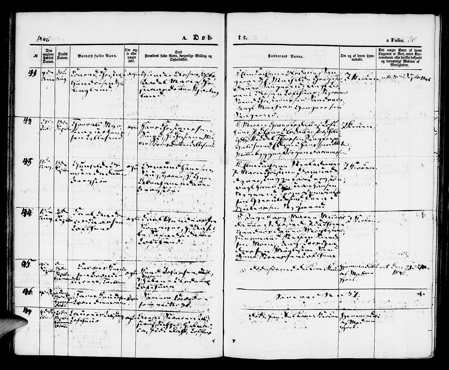 Vestre Moland sokneprestkontor, AV/SAK-1111-0046/F/Fa/Fab/L0005: Parish register (official) no. A 5, 1841-1849, p. 30