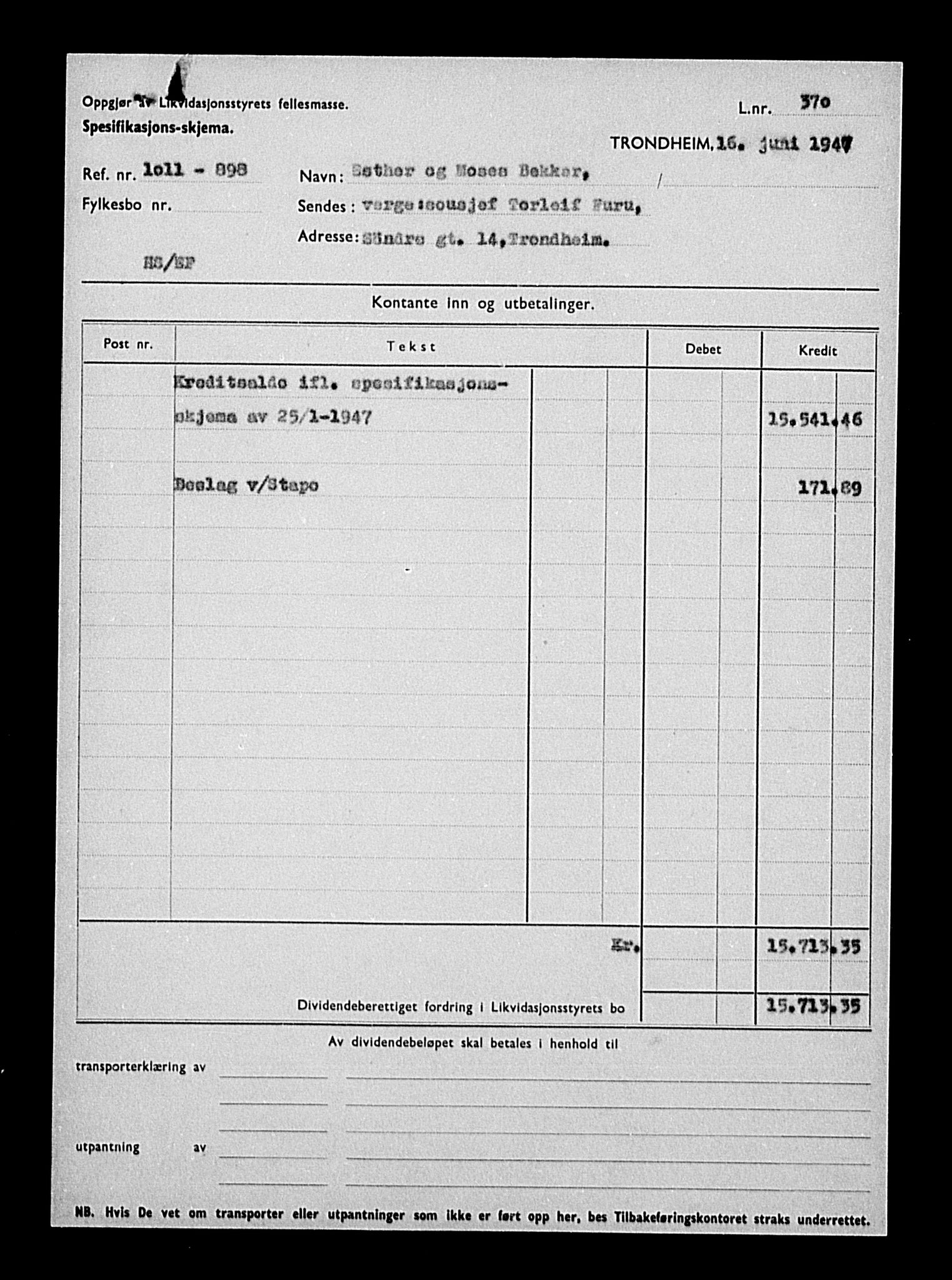 Justisdepartementet, Tilbakeføringskontoret for inndratte formuer, AV/RA-S-1564/H/Hc/Hca/L0892: --, 1945-1947, p. 307