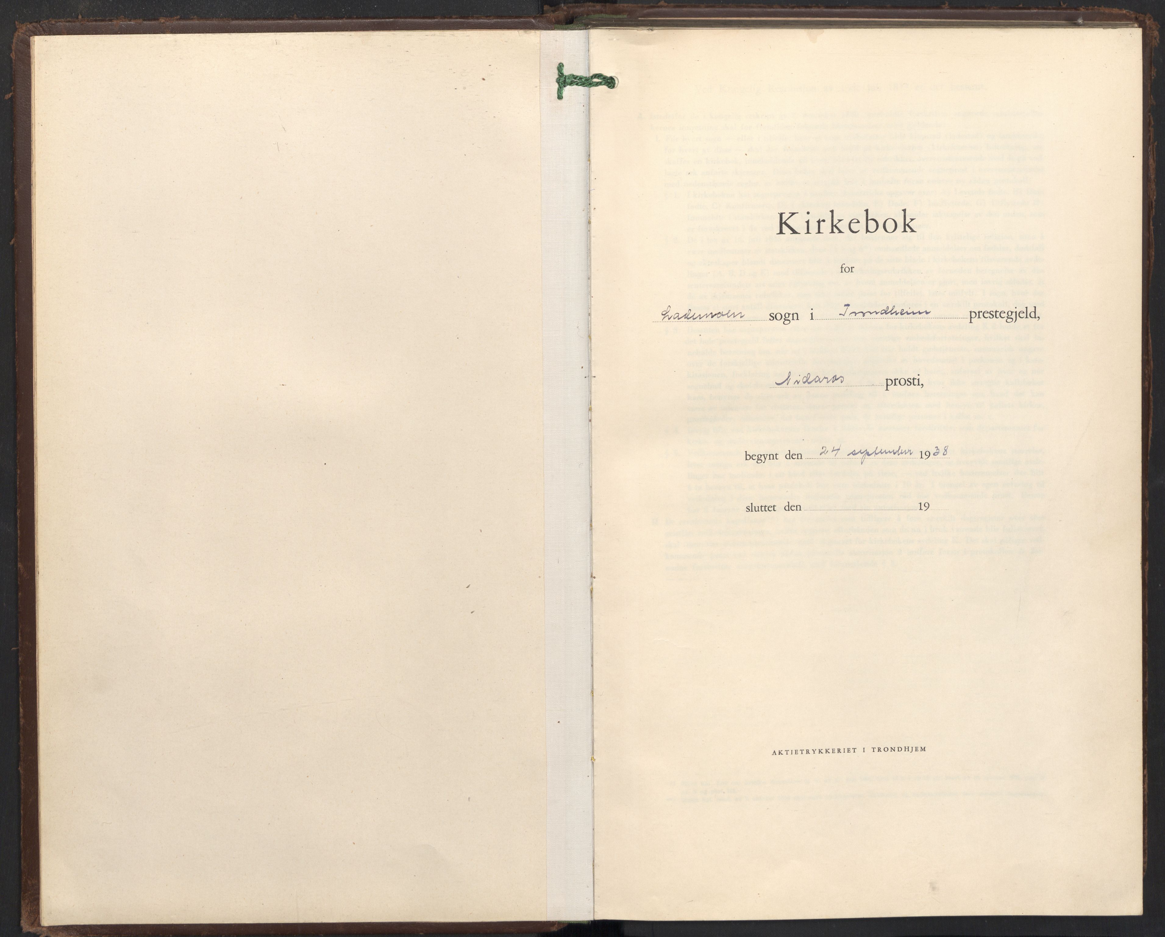 Ministerialprotokoller, klokkerbøker og fødselsregistre - Sør-Trøndelag, AV/SAT-A-1456/605/L0263: Parish register (copy) no. 605C10, 1938-1949