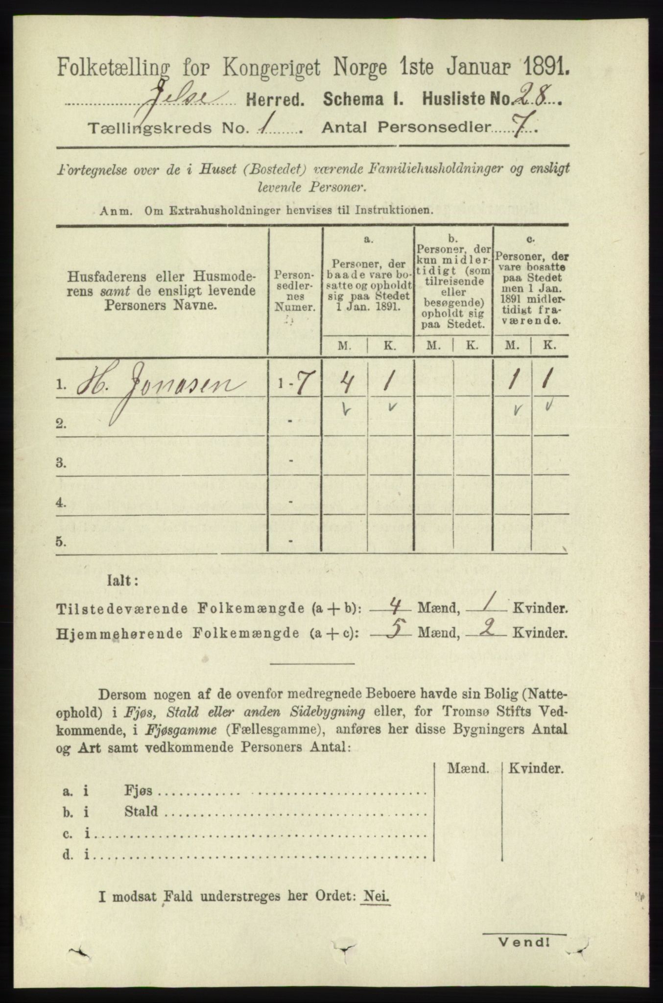 RA, 1891 census for 1138 Jelsa, 1891, p. 57