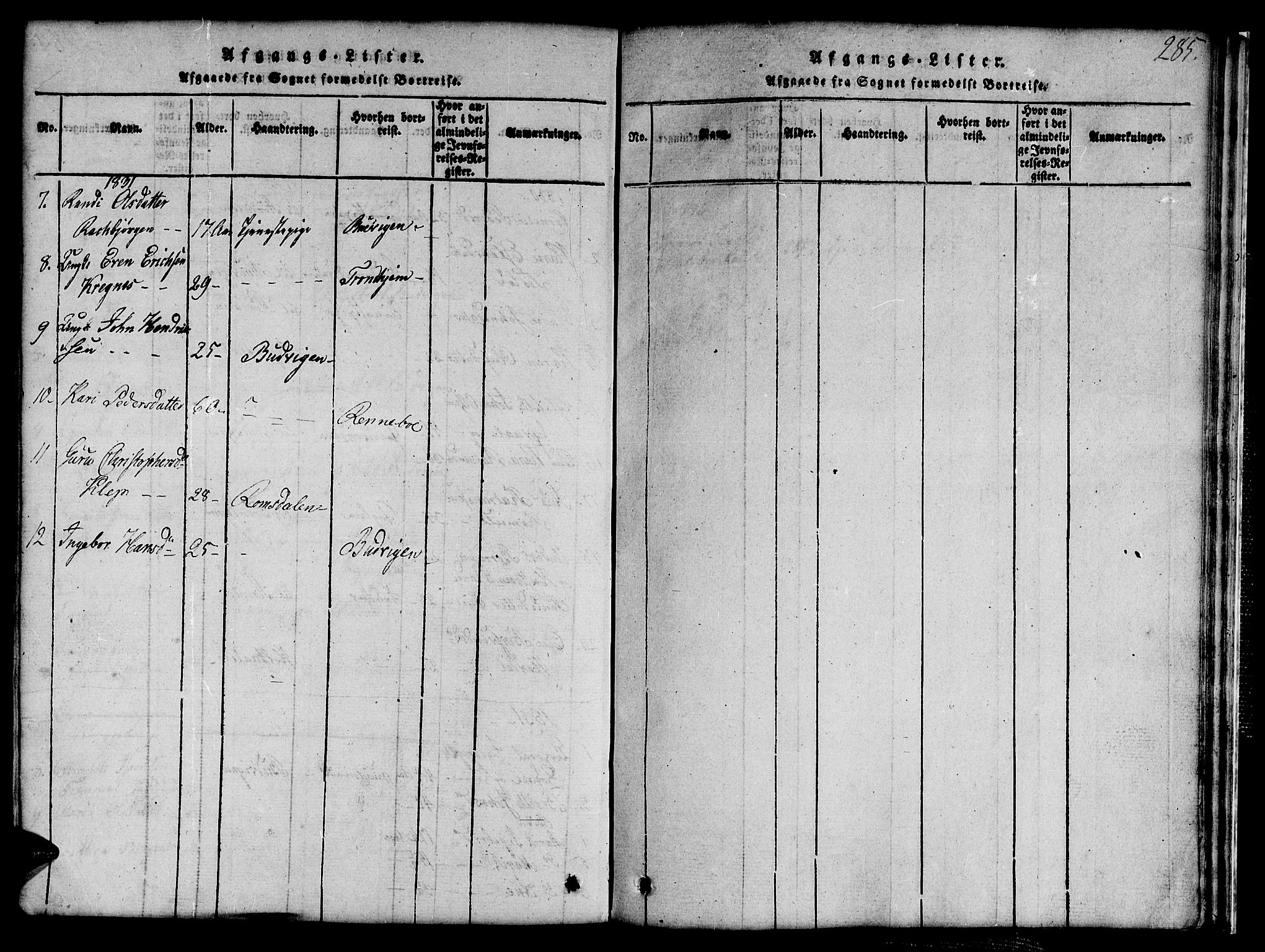 Ministerialprotokoller, klokkerbøker og fødselsregistre - Sør-Trøndelag, AV/SAT-A-1456/691/L1092: Parish register (copy) no. 691C03, 1816-1852, p. 285