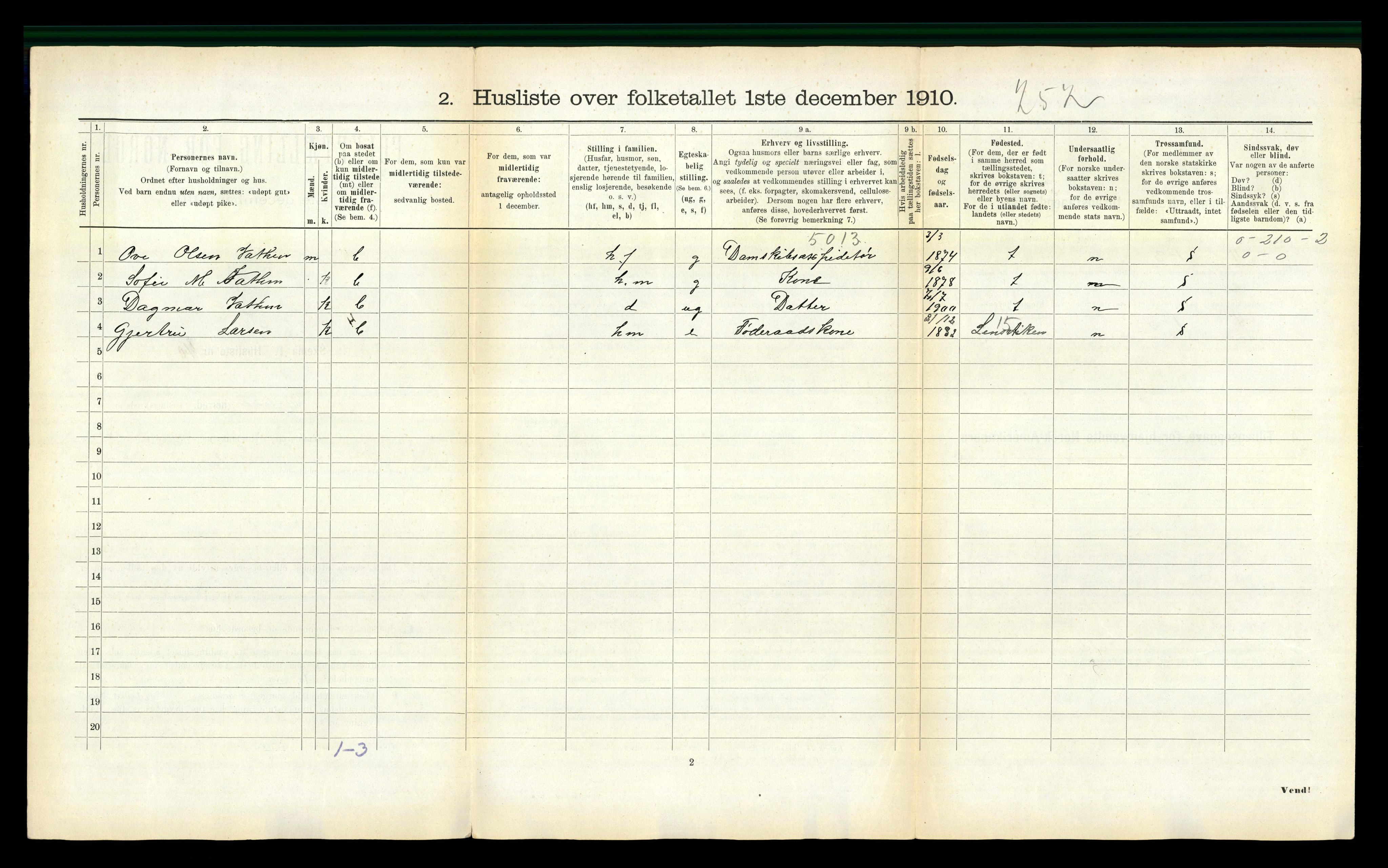 RA, 1910 census for Agdenes, 1910, p. 114