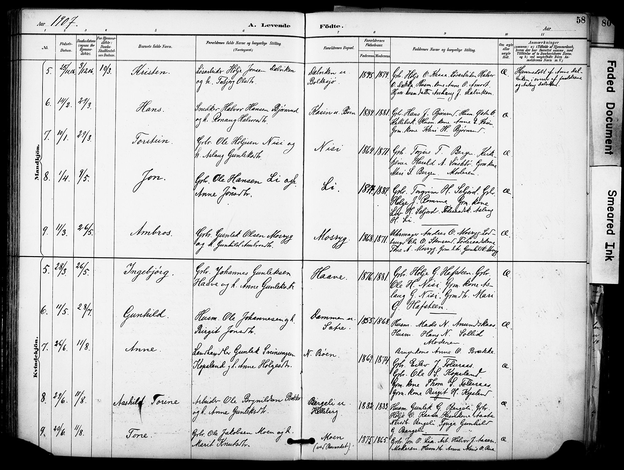Gransherad kirkebøker, SAKO/A-267/F/Fa/L0005: Parish register (official) no. I 5, 1887-1916, p. 58