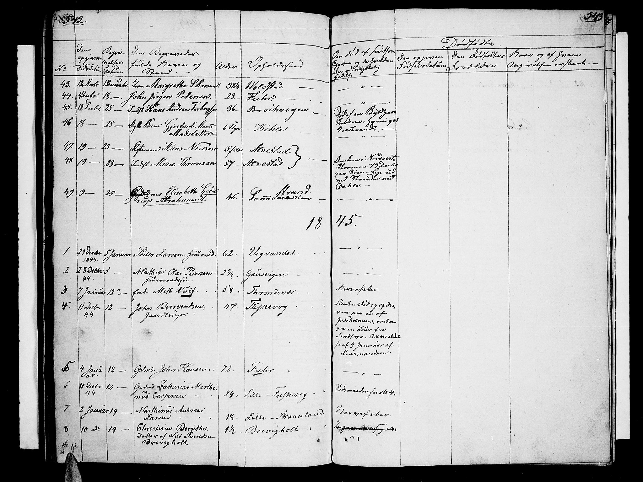 Trondenes sokneprestkontor, SATØ/S-1319/H/Hb/L0005klokker: Parish register (copy) no. 5, 1834-1845, p. 542-543