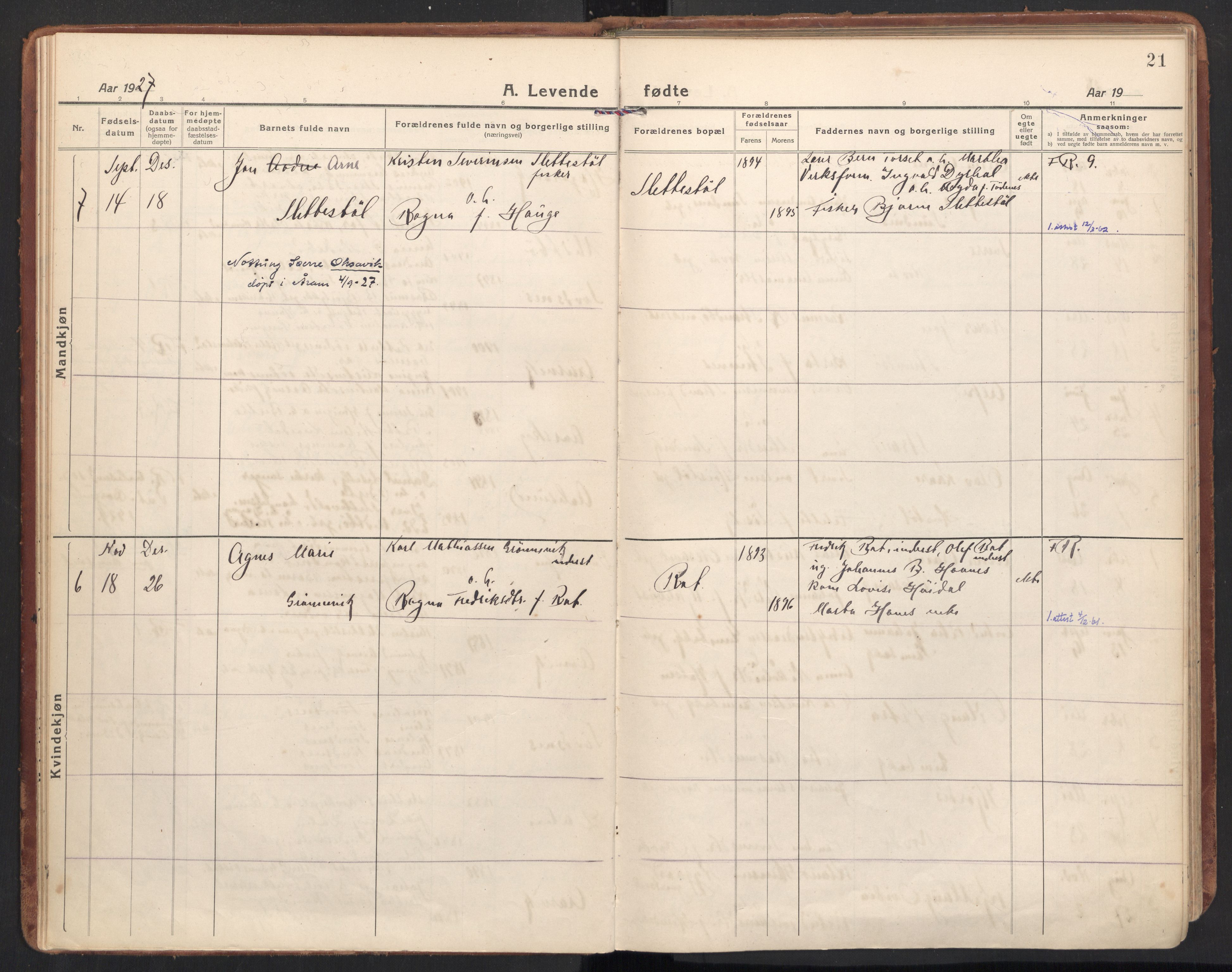 Ministerialprotokoller, klokkerbøker og fødselsregistre - Møre og Romsdal, SAT/A-1454/504/L0058: Parish register (official) no. 504A05, 1920-1940, p. 21