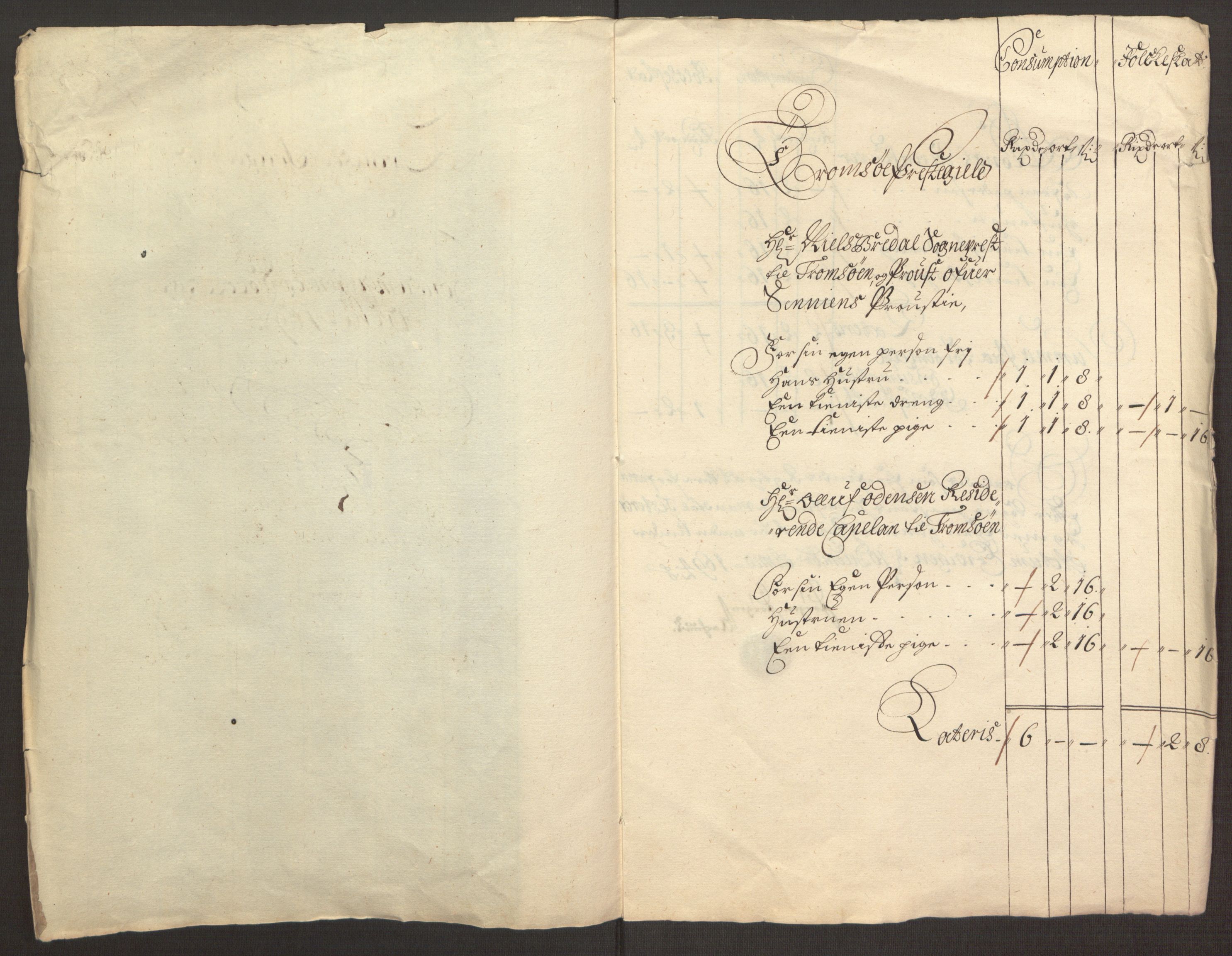 Rentekammeret inntil 1814, Reviderte regnskaper, Fogderegnskap, RA/EA-4092/R68/L4753: Fogderegnskap Senja og Troms, 1694-1696, p. 205