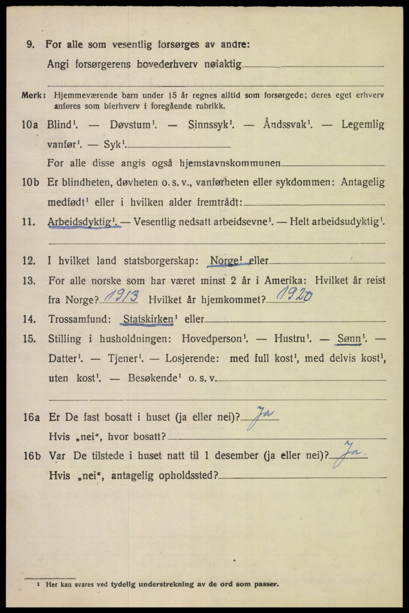SAK, 1920 census for Spind, 1920, p. 1652