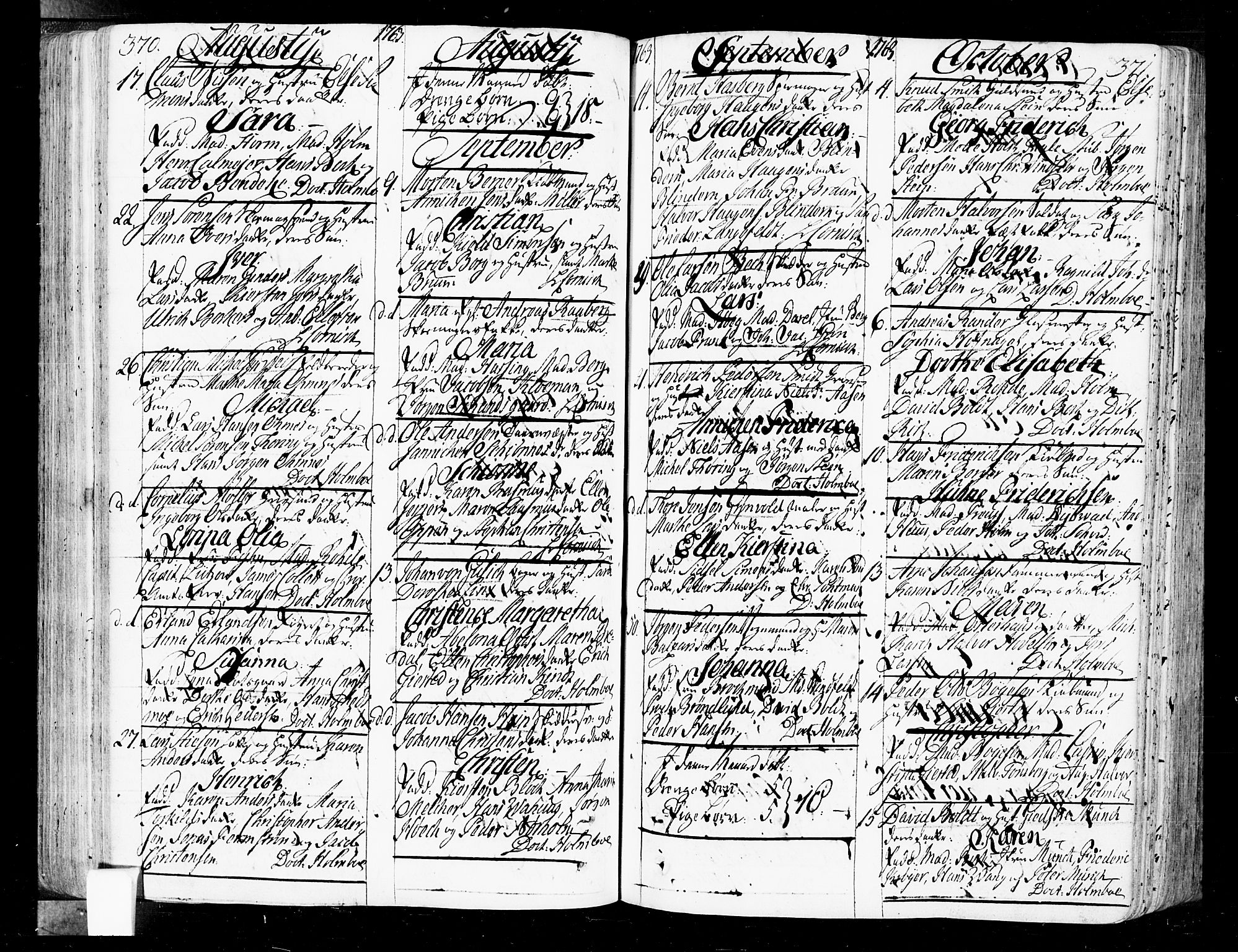 Oslo domkirke Kirkebøker, SAO/A-10752/F/Fa/L0004: Parish register (official) no. 4, 1743-1786, p. 370-371