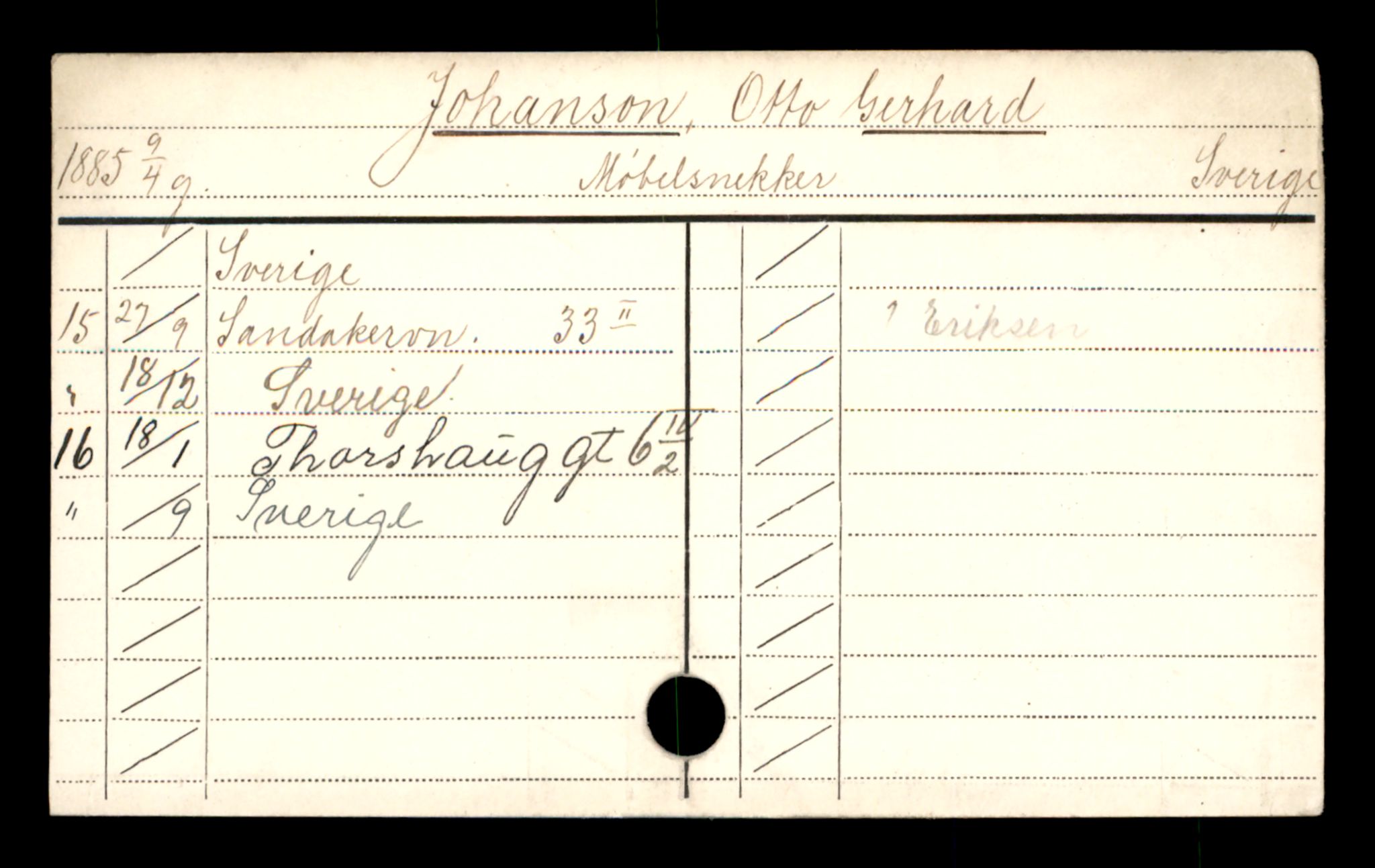 Oslo folkeregister, Registerkort, SAO/A-11715/D/Da/L0042: Menn: Johanson Gerhard - Johansen Josef, 1906-1919