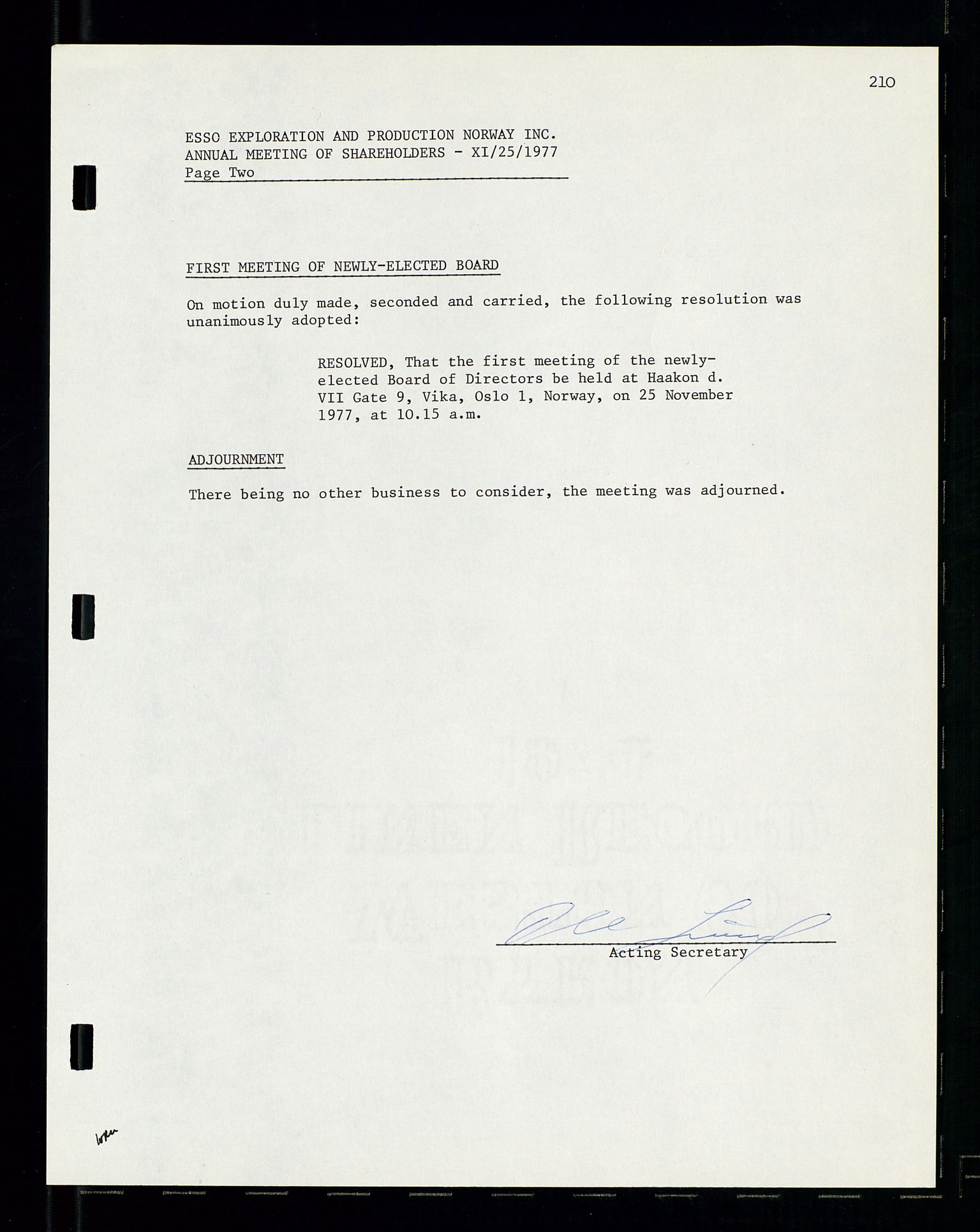 Pa 1512 - Esso Exploration and Production Norway Inc., SAST/A-101917/A/Aa/L0001/0002: Styredokumenter / Corporate records, Board meeting minutes, Agreements, Stocholder meetings, 1975-1979, p. 65