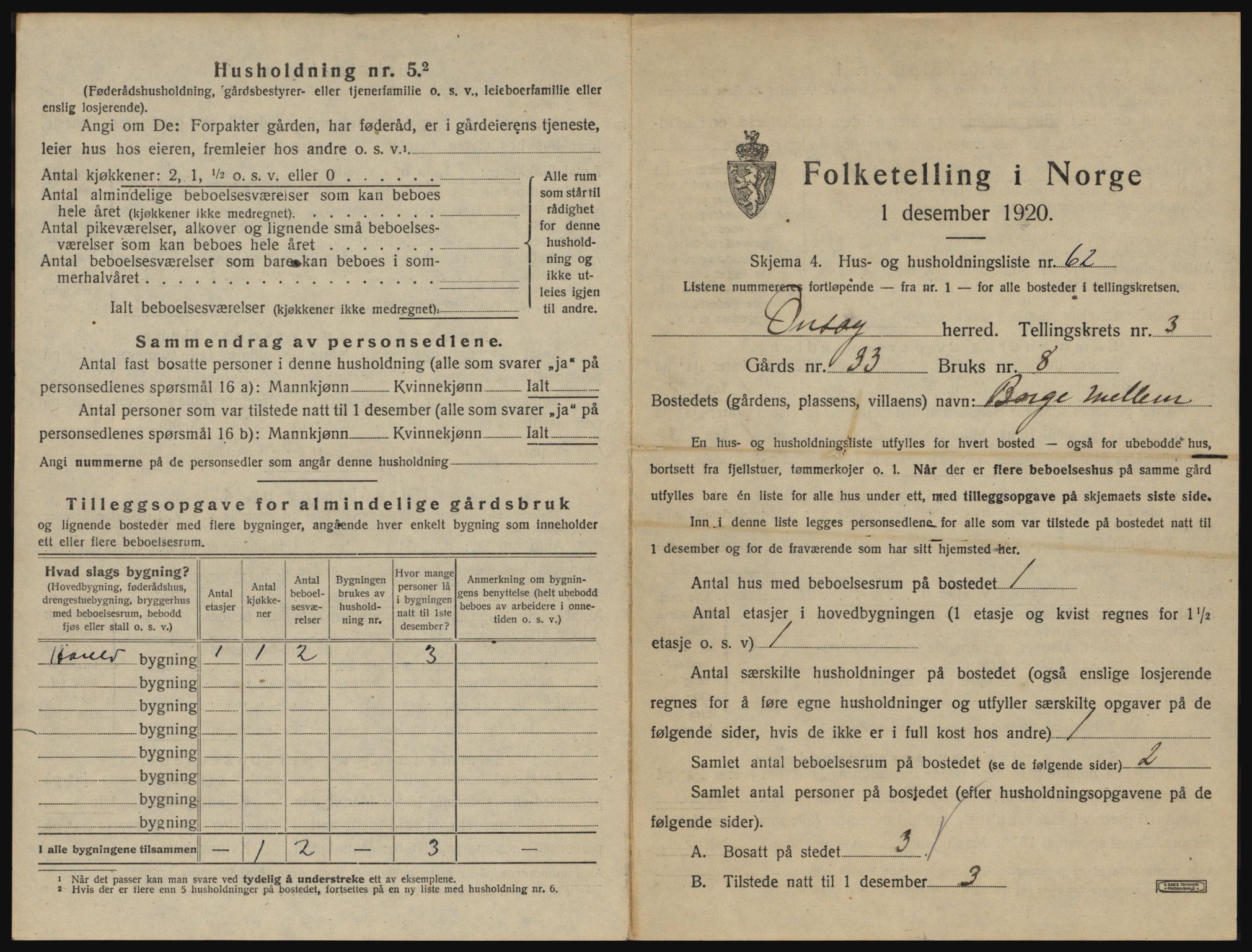 SAO, 1920 census for Onsøy, 1920, p. 412