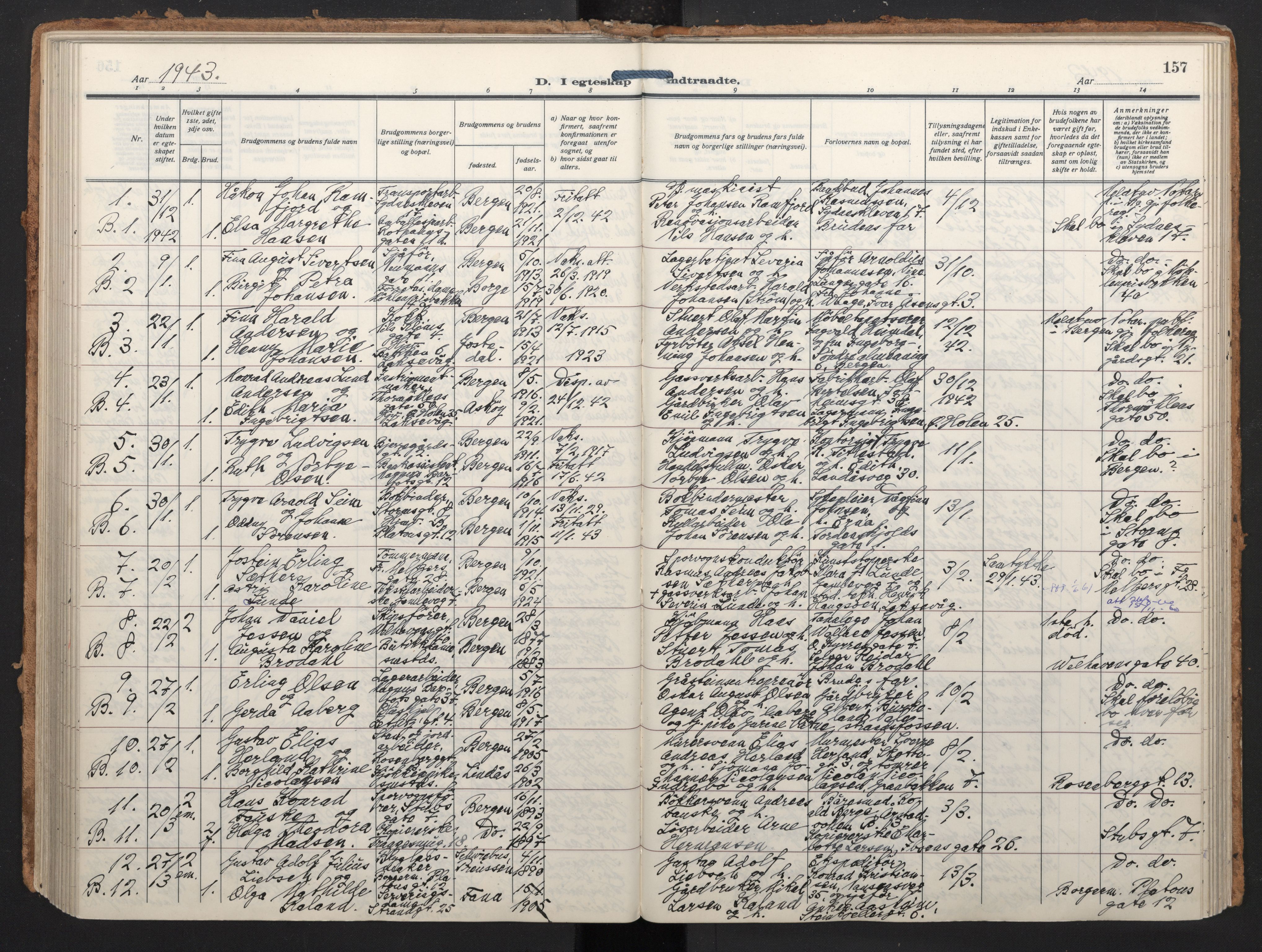 Johanneskirken sokneprestembete, SAB/A-76001/H/Haa/L0014: Parish register (official) no. D 3, 1929-1949, p. 156b-157a
