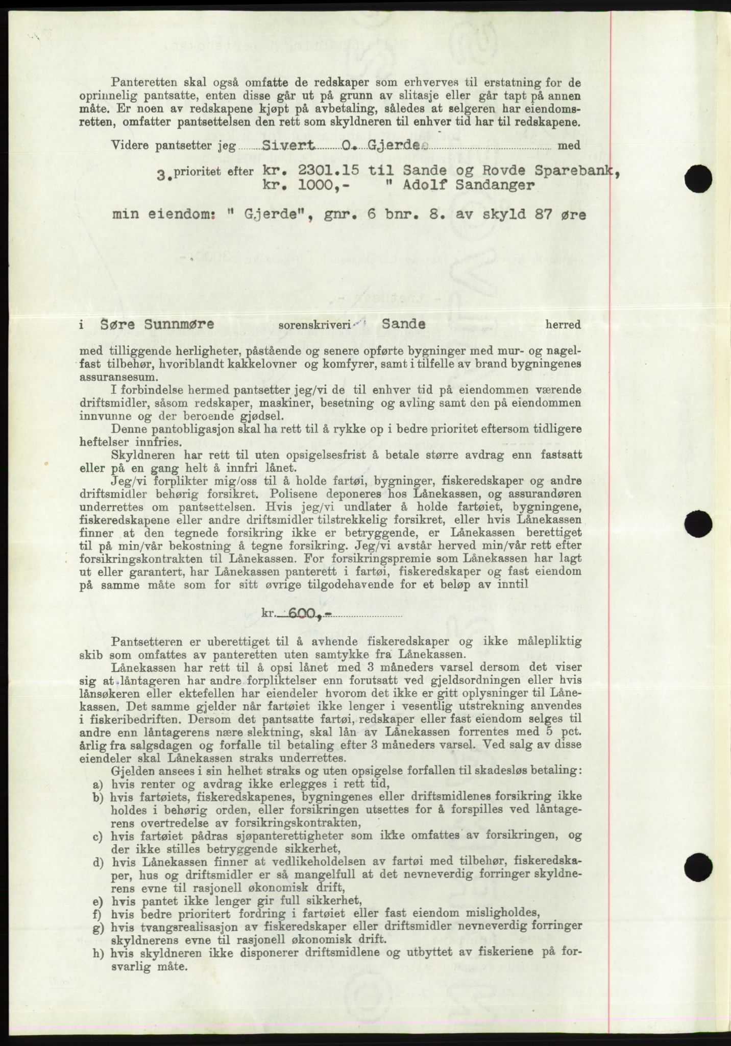 Søre Sunnmøre sorenskriveri, AV/SAT-A-4122/1/2/2C/L0066: Mortgage book no. 60, 1938-1938, Diary no: : 1170/1938