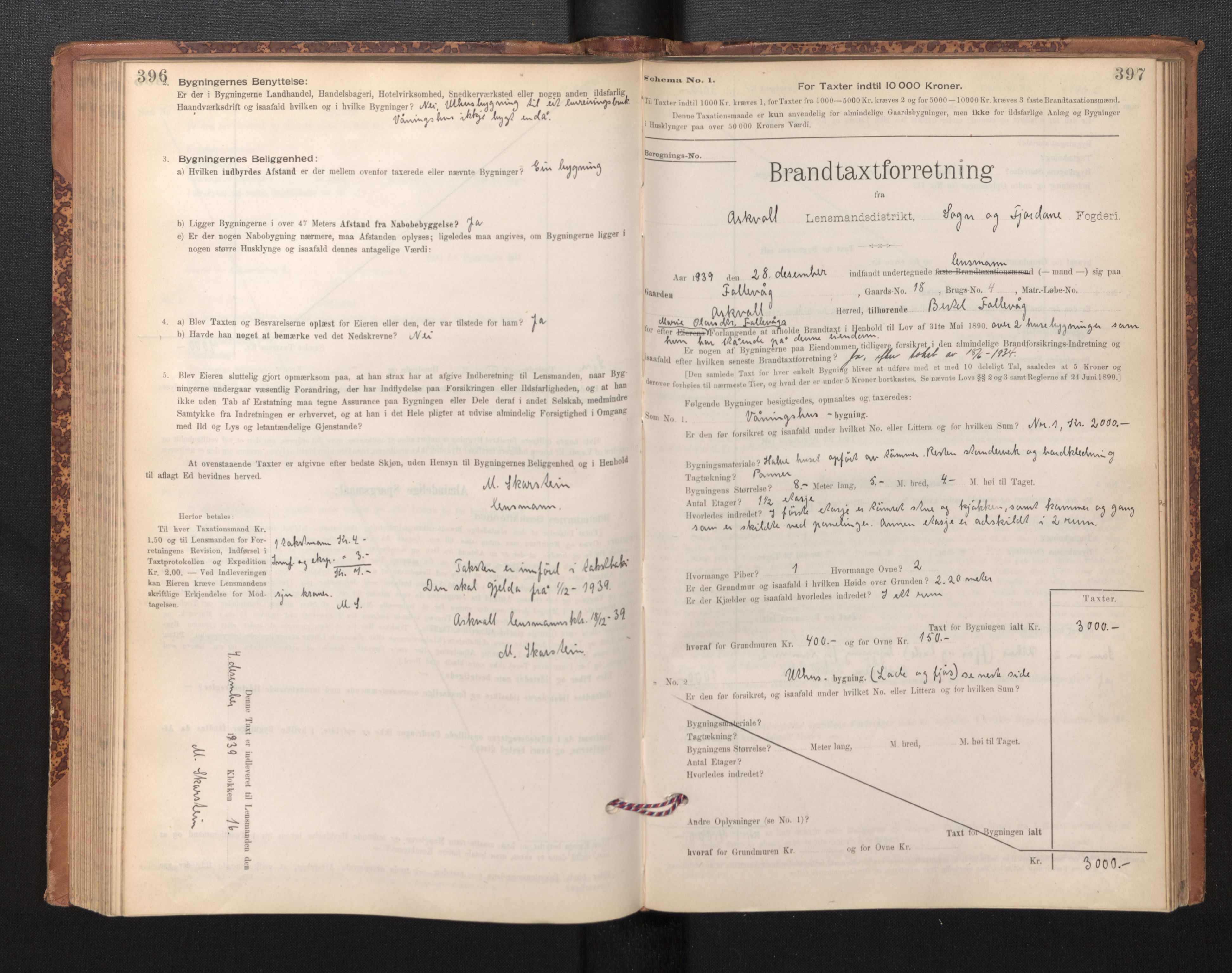 Lensmannen i Askvoll, AV/SAB-A-26301/0012/L0004: Branntakstprotokoll, skjematakst og liste over branntakstmenn, 1895-1932, p. 396-397