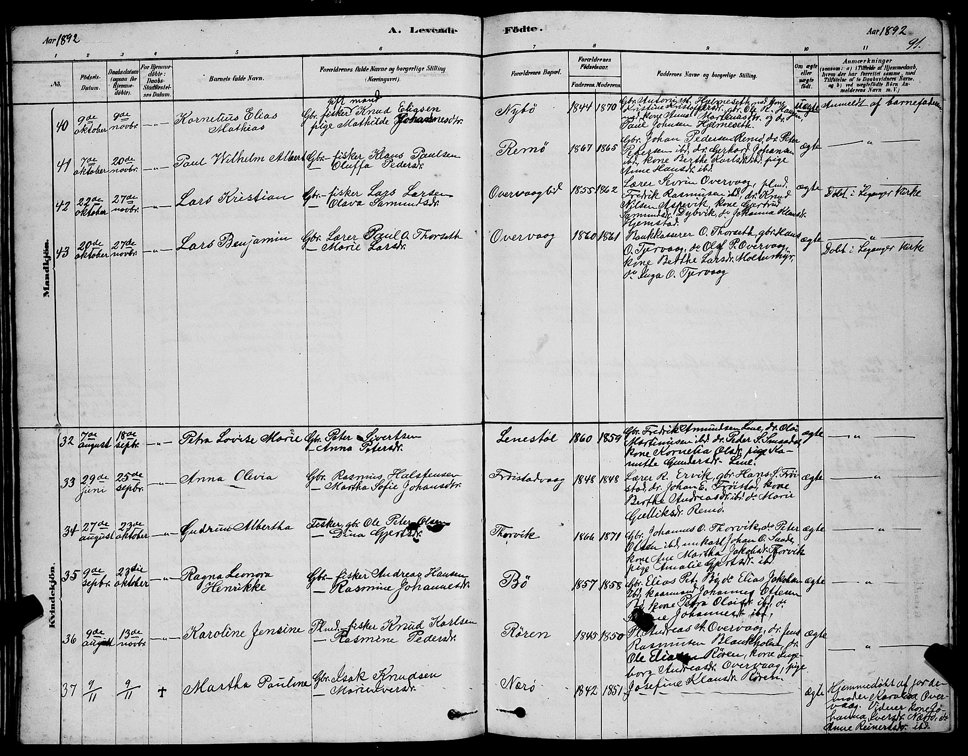 Ministerialprotokoller, klokkerbøker og fødselsregistre - Møre og Romsdal, AV/SAT-A-1454/507/L0081: Parish register (copy) no. 507C04, 1878-1898, p. 91