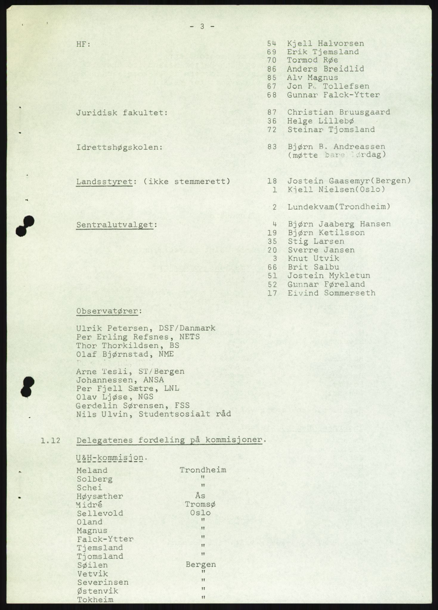 Norsk Studentunion, AV/RA-PA-0794/Fg/L0067: Landstinget, 1968-1979