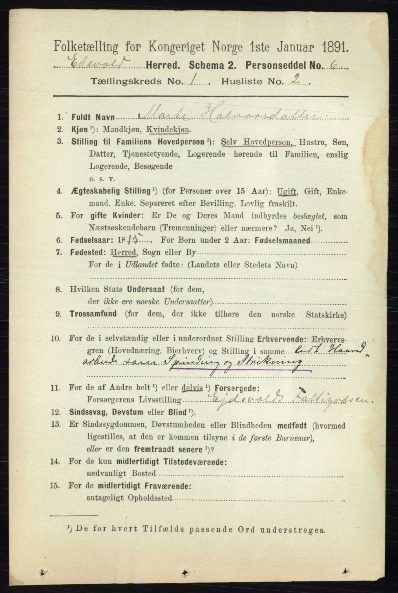 RA, 1891 census for 0237 Eidsvoll, 1891, p. 206