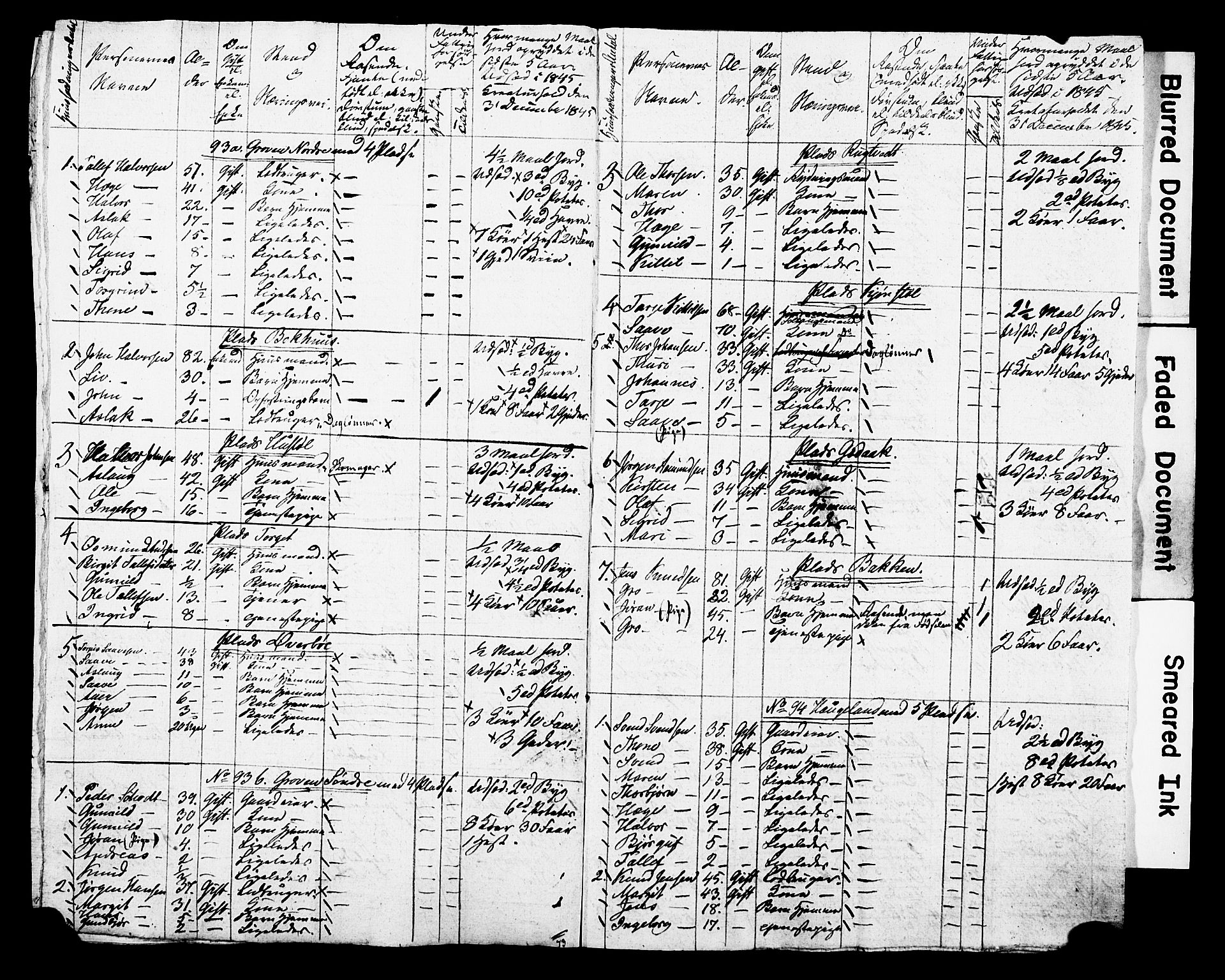 , Census 1845 for Kviteseid, 1845, p. 44