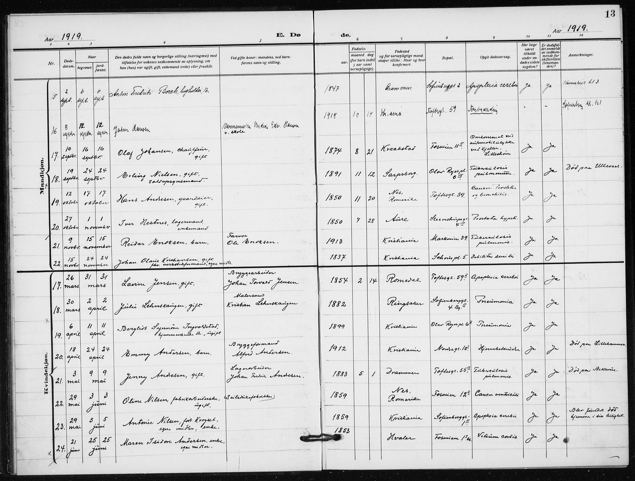 Hauge prestekontor Kirkebøker, AV/SAO-A-10849/F/Fa/L0005: Parish register (official) no. 5, 1917-1938, p. 13