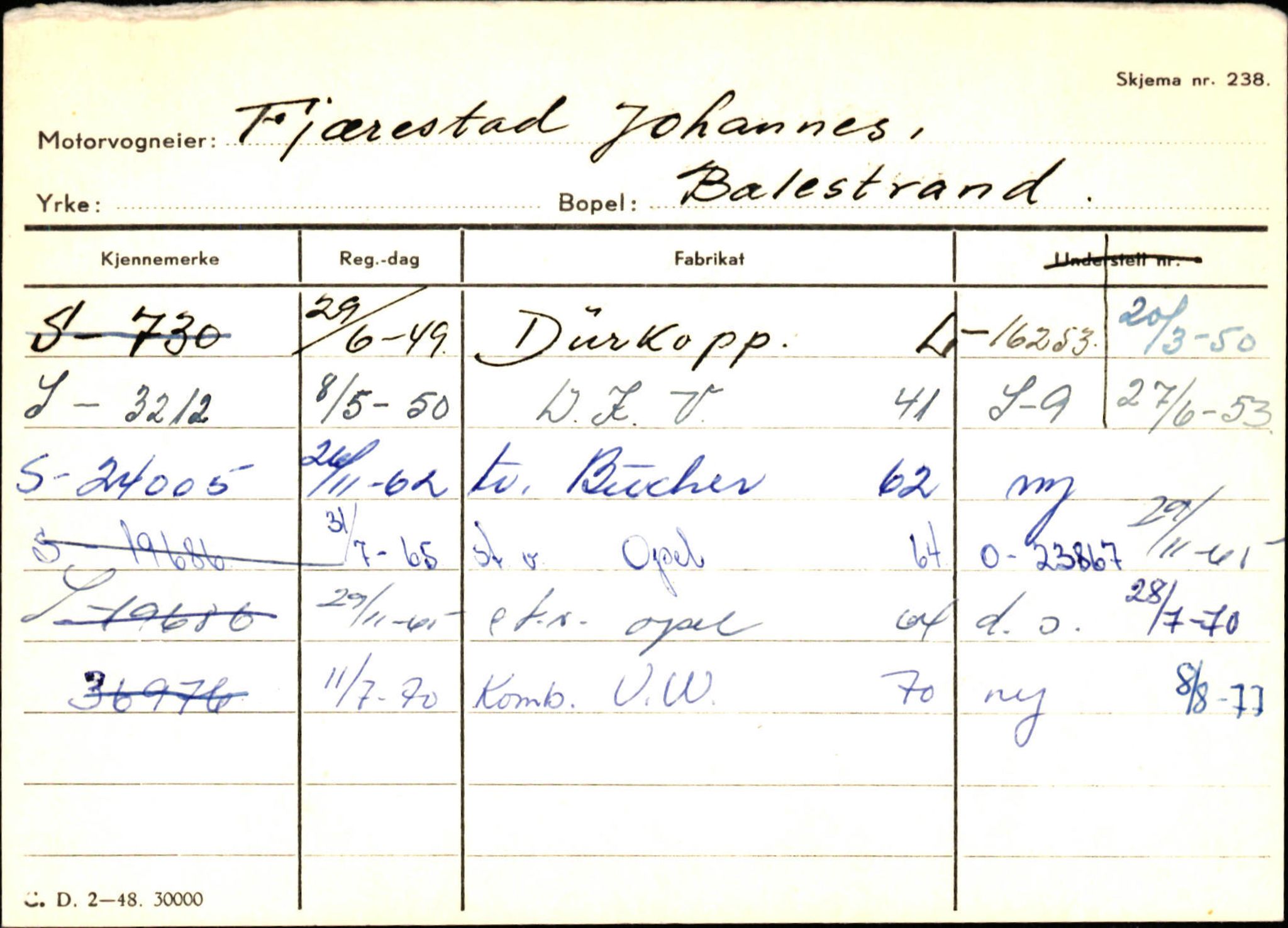 Statens vegvesen, Sogn og Fjordane vegkontor, AV/SAB-A-5301/4/F/L0132: Eigarregister Askvoll A-Å. Balestrand A-Å, 1945-1975, p. 1734