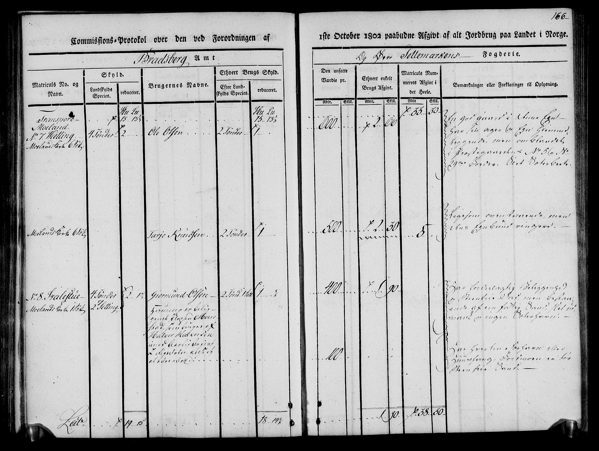 Rentekammeret inntil 1814, Realistisk ordnet avdeling, AV/RA-EA-4070/N/Ne/Nea/L0075: Øvre Telemarken fogderi. Kommisjonsprotokoll for fogderiets vestre del - Kviteseid, Vinje, Moland [):Fyresdal] og Lårdal prestegjeld., 1803, p. 168