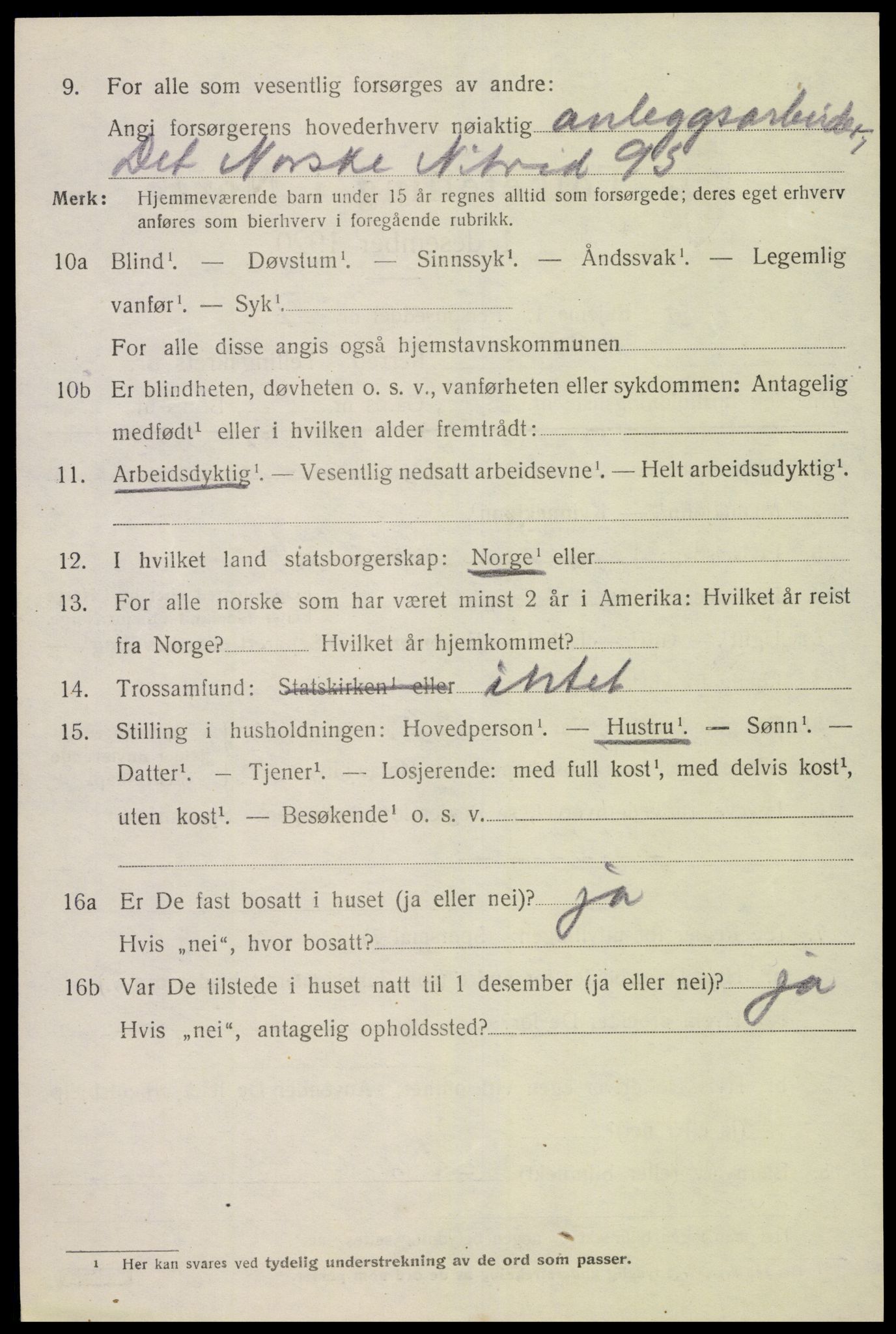 SAK, 1920 census for Stokken, 1920, p. 3101