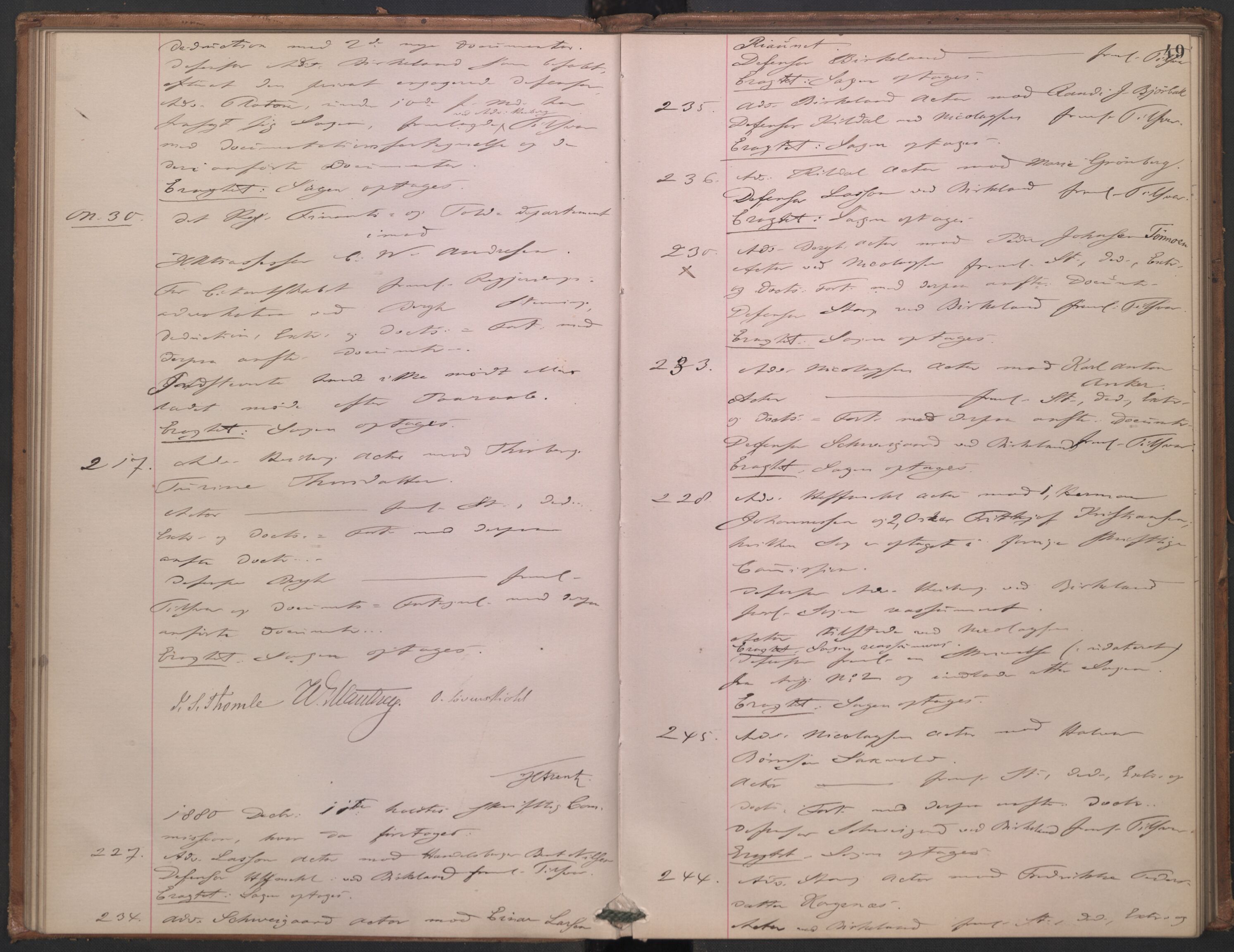 Høyesterett, AV/RA-S-1002/E/Ef/L0014: Protokoll over saker som gikk til skriftlig behandling, 1879-1884, p. 48b-49a