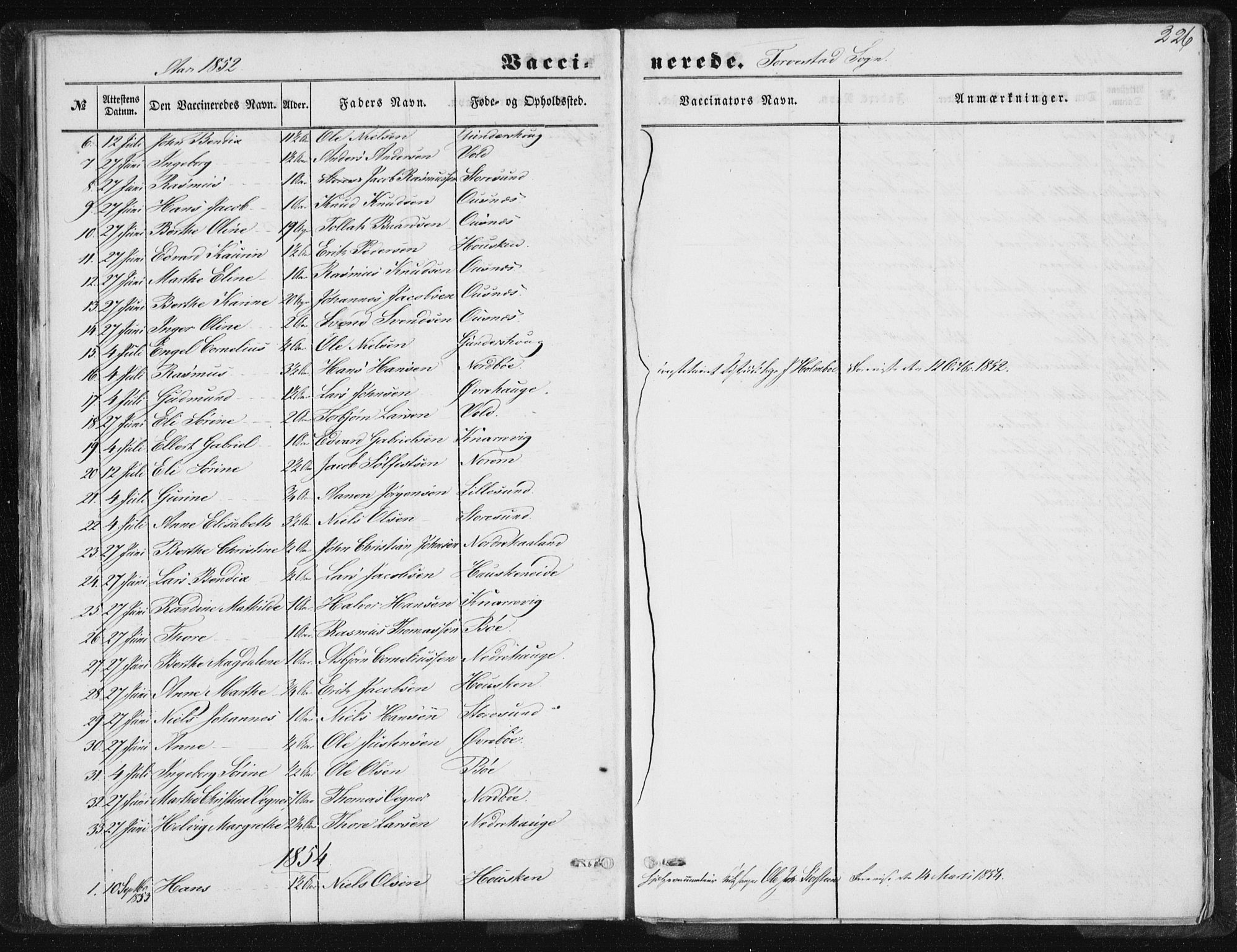 Torvastad sokneprestkontor, SAST/A -101857/H/Ha/Haa/L0008: Parish register (official) no. A 8, 1847-1856, p. 226