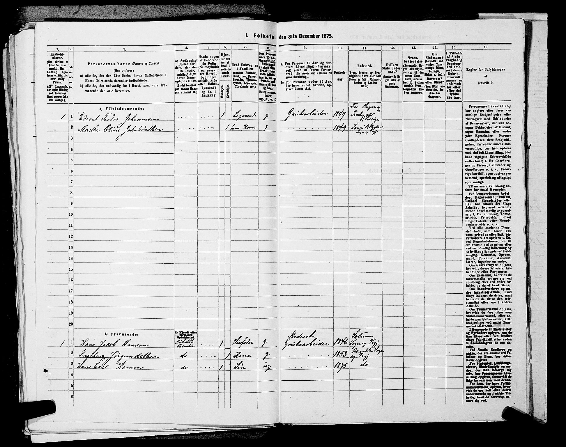 SAKO, 1875 census for 0814L Bamble/Bamble, 1875, p. 1170