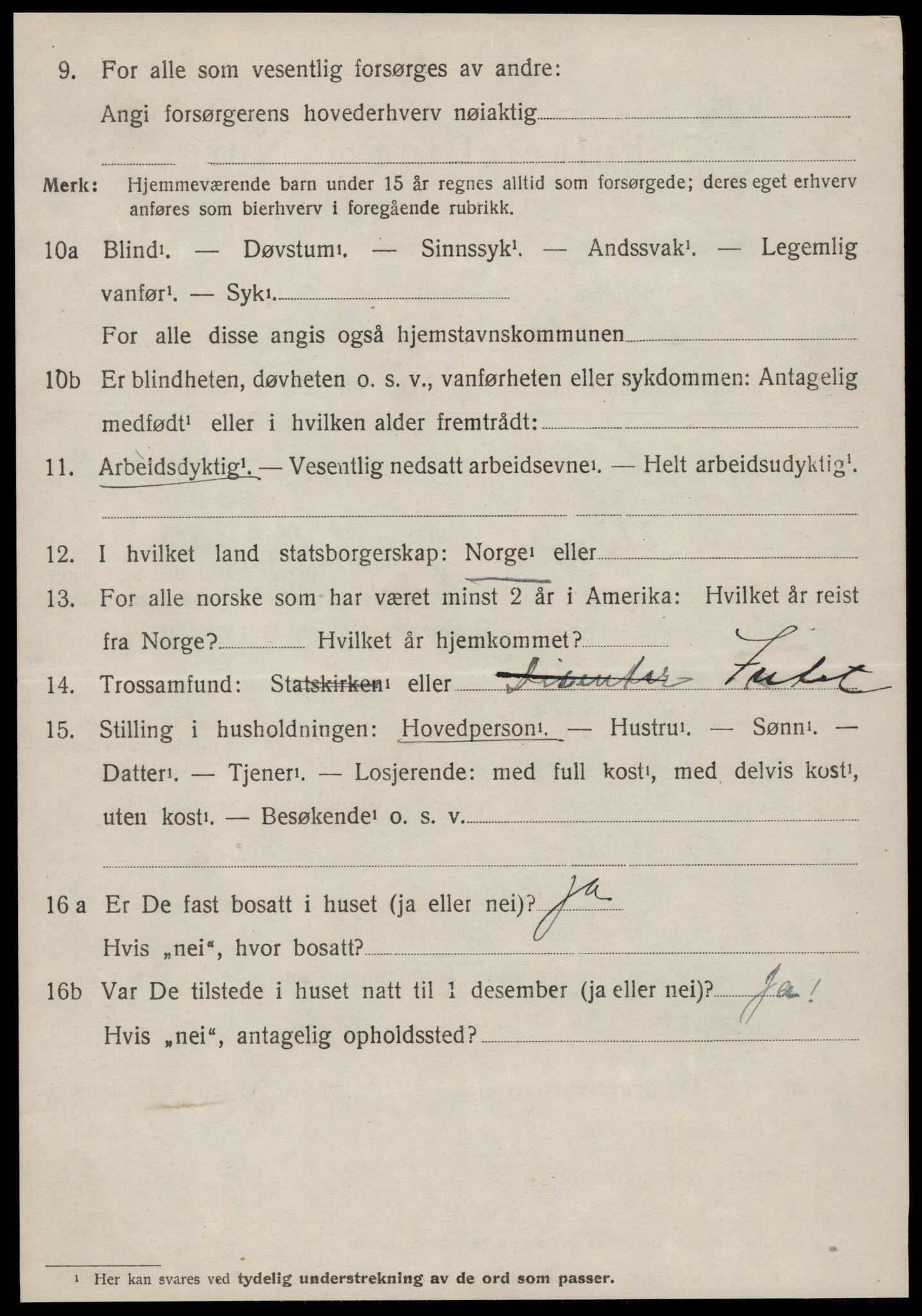 SAT, 1920 census for Volda, 1920, p. 12947