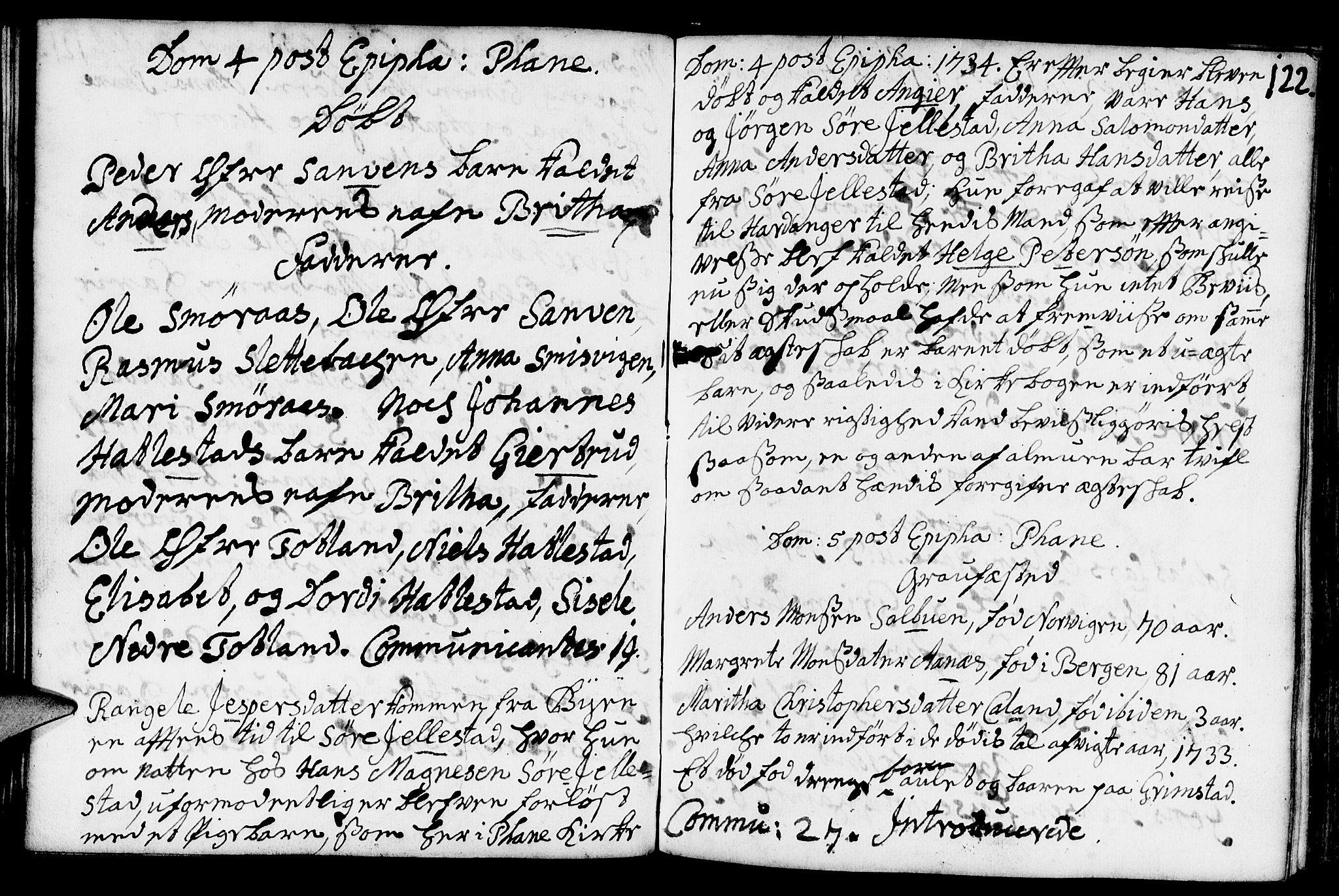 Fana Sokneprestembete, AV/SAB-A-75101/H/Haa/Haaa/L0002: Parish register (official) no. A 2, 1719-1735, p. 122