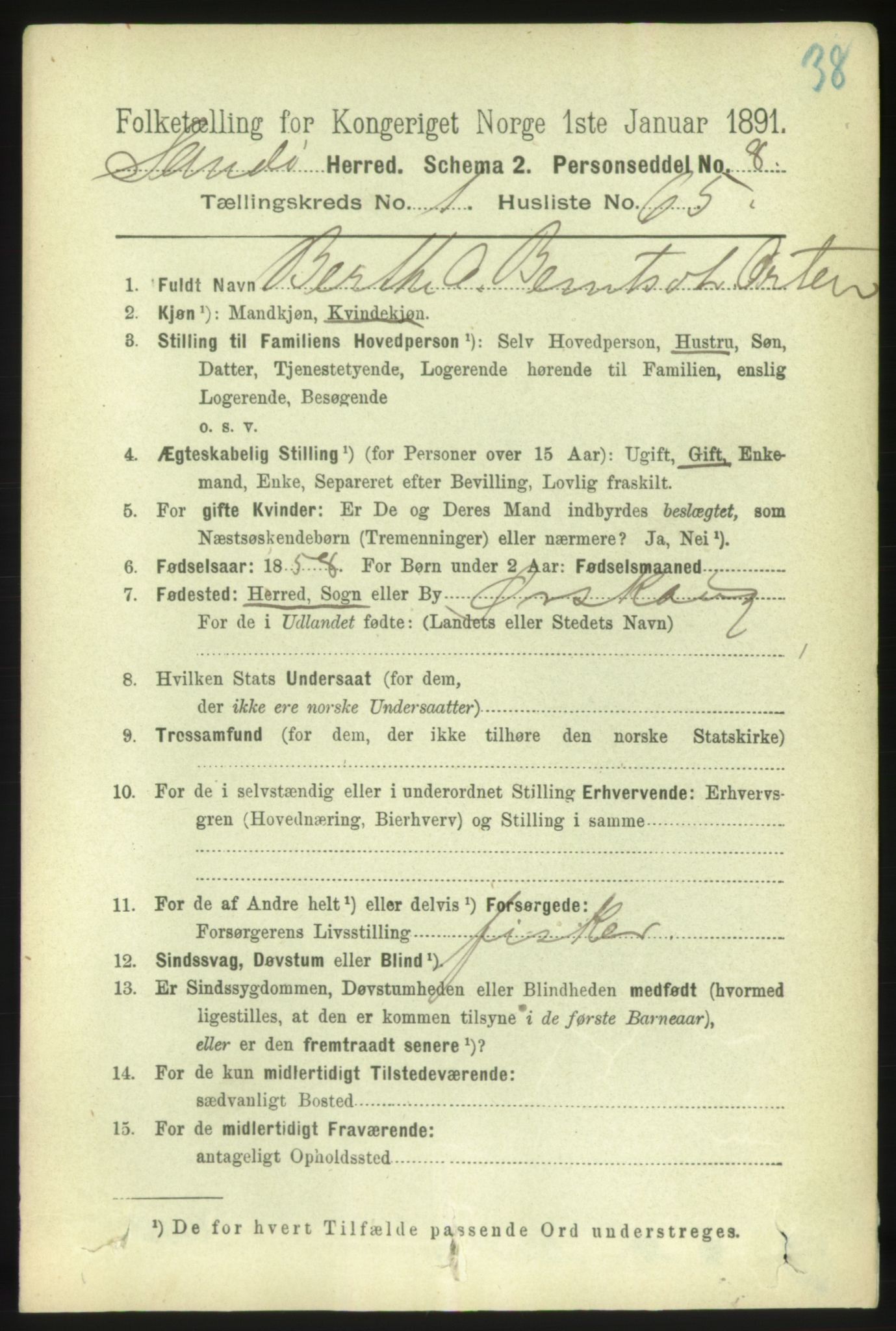 RA, 1891 census for 1546 Sandøy, 1891, p. 465