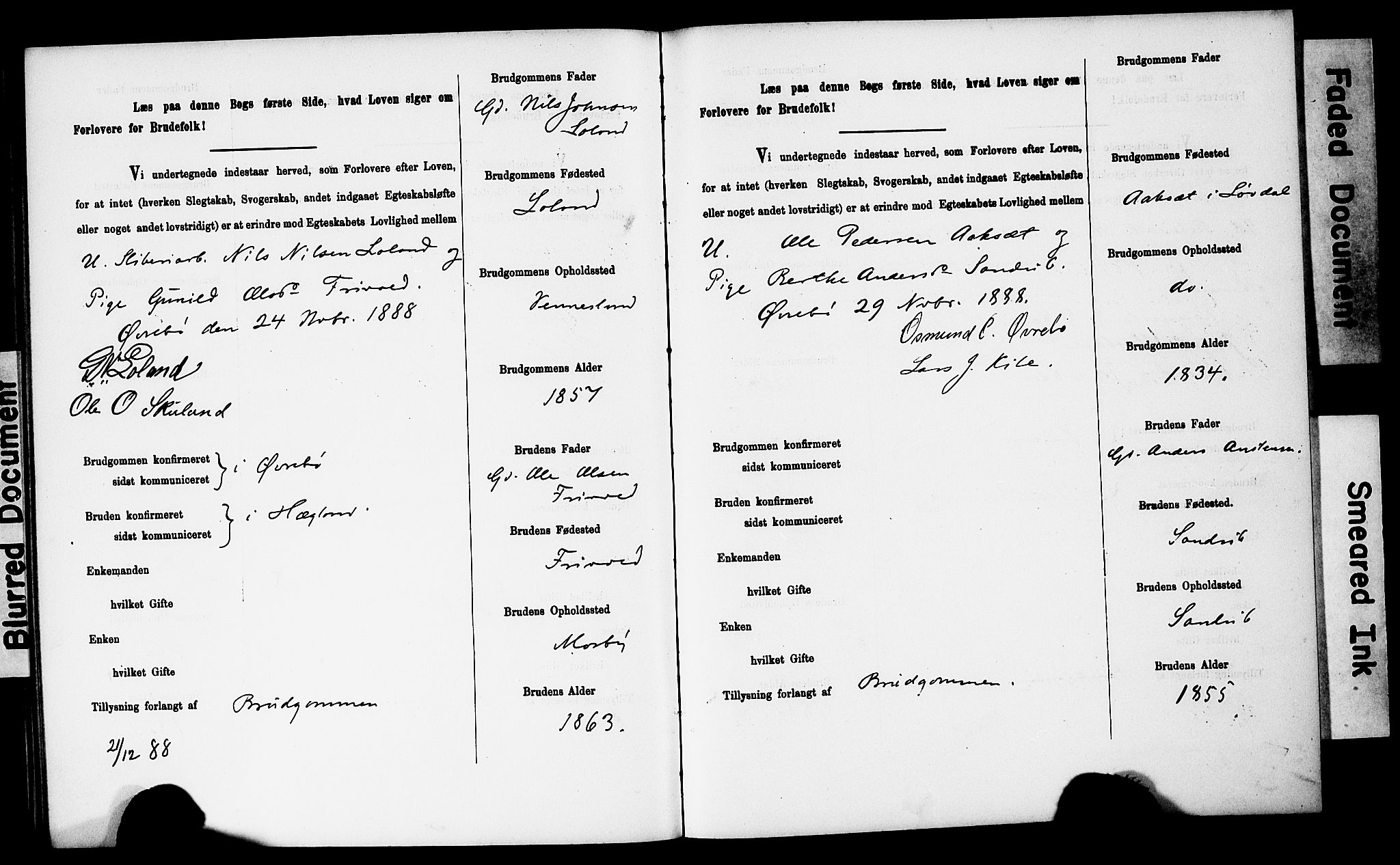 Vennesla sokneprestkontor, AV/SAK-1111-0045/J/L0032/0003: Banns register no. II 5 1, 1886-1892, p. 33