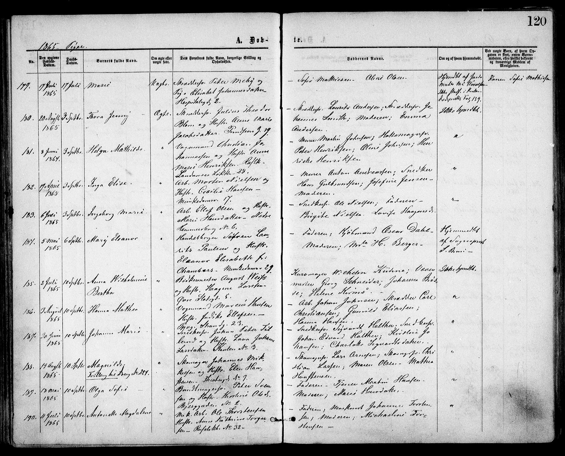Trefoldighet prestekontor Kirkebøker, SAO/A-10882/F/Fa/L0002: Parish register (official) no. I 2, 1863-1870, p. 120