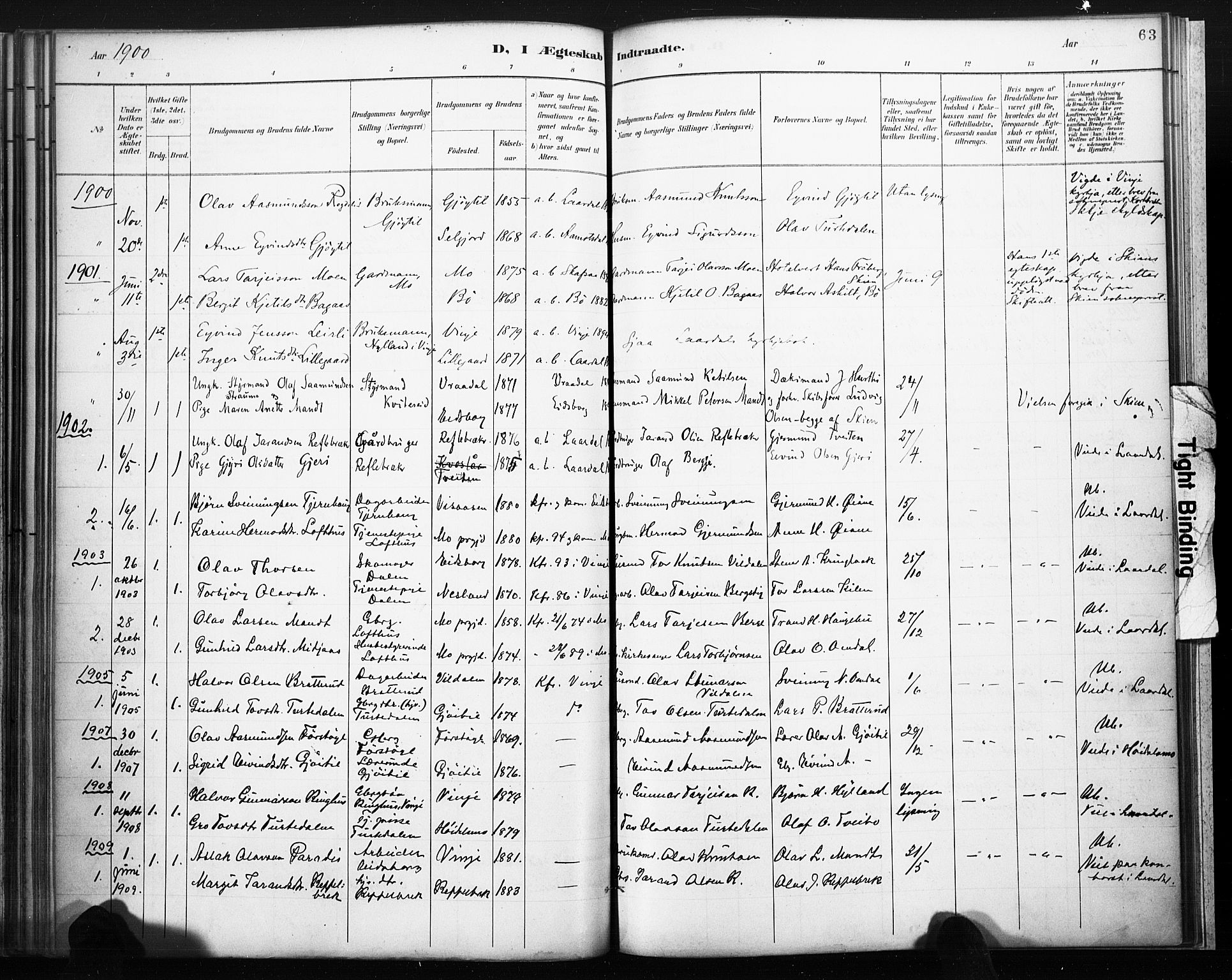 Lårdal kirkebøker, SAKO/A-284/F/Fb/L0002: Parish register (official) no. II 2, 1887-1918, p. 63