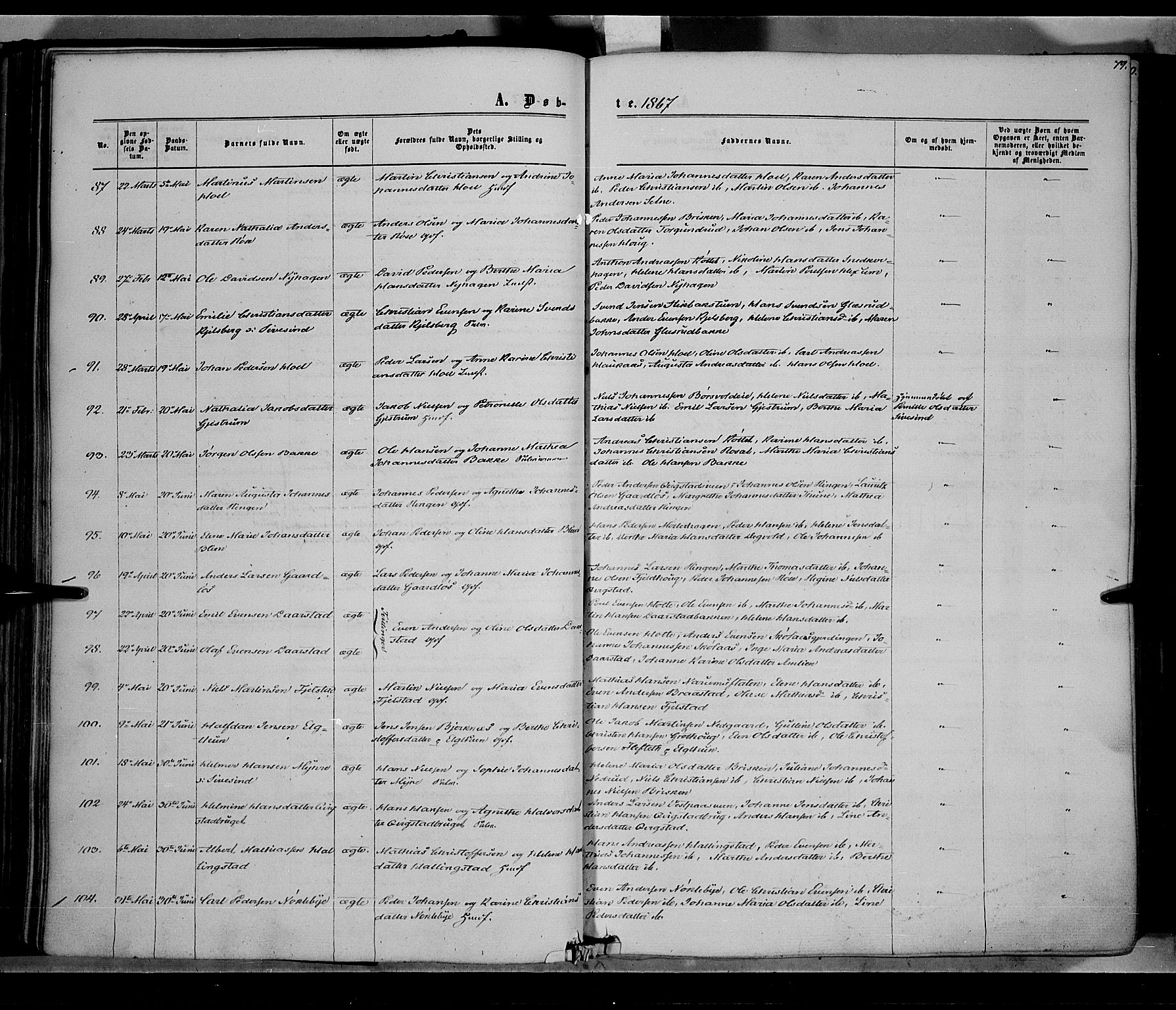 Vestre Toten prestekontor, AV/SAH-PREST-108/H/Ha/Haa/L0007: Parish register (official) no. 7, 1862-1869, p. 79