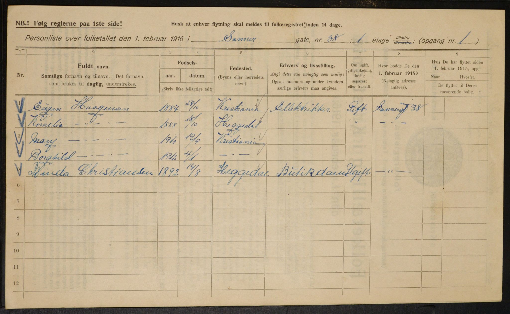 OBA, Municipal Census 1916 for Kristiania, 1916, p. 91290