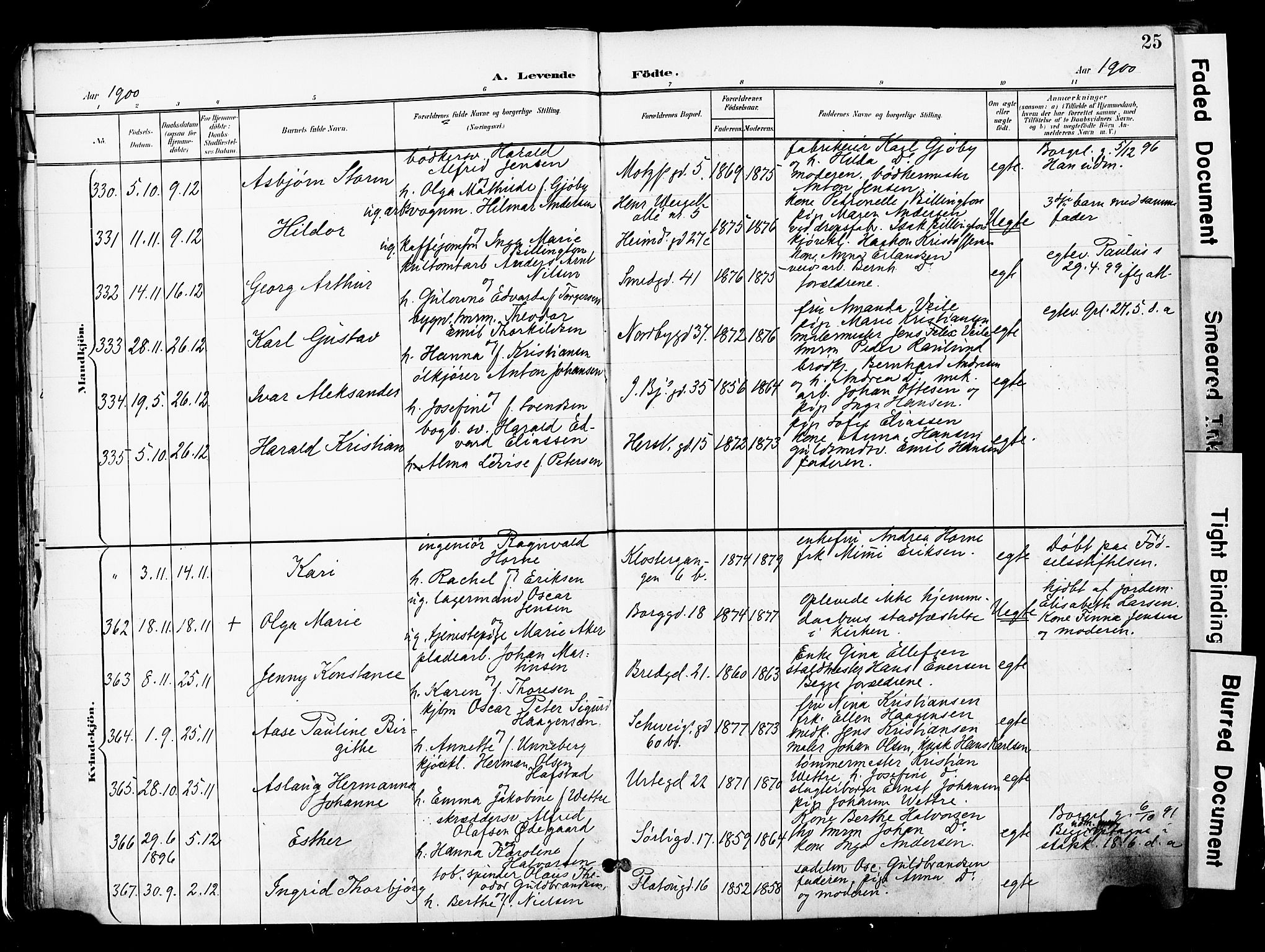 Grønland prestekontor Kirkebøker, AV/SAO-A-10848/F/Fa/L0014: Parish register (official) no. 14, 1900-1911, p. 25