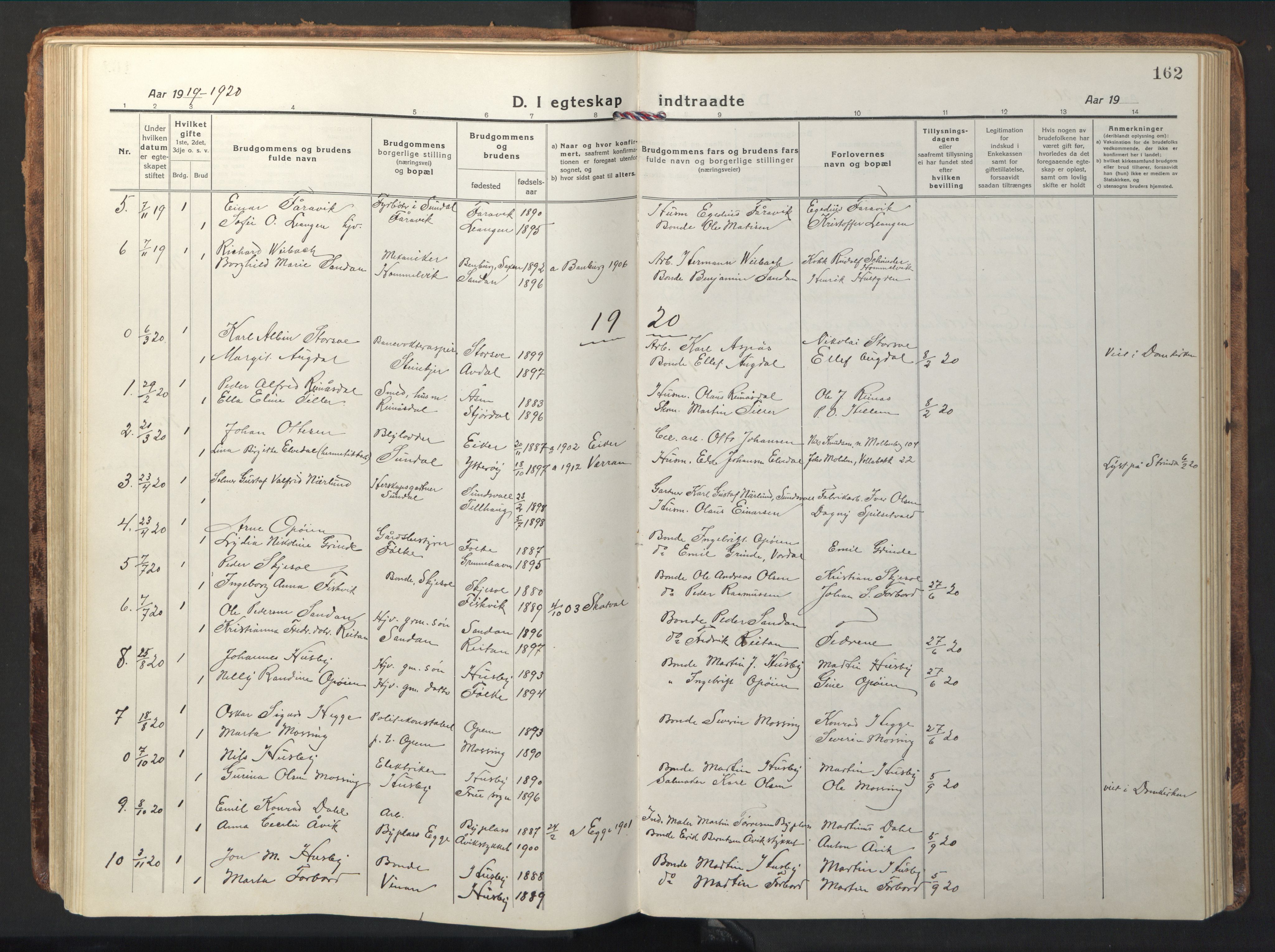 Ministerialprotokoller, klokkerbøker og fødselsregistre - Nord-Trøndelag, SAT/A-1458/714/L0136: Parish register (copy) no. 714C05, 1918-1957, p. 162