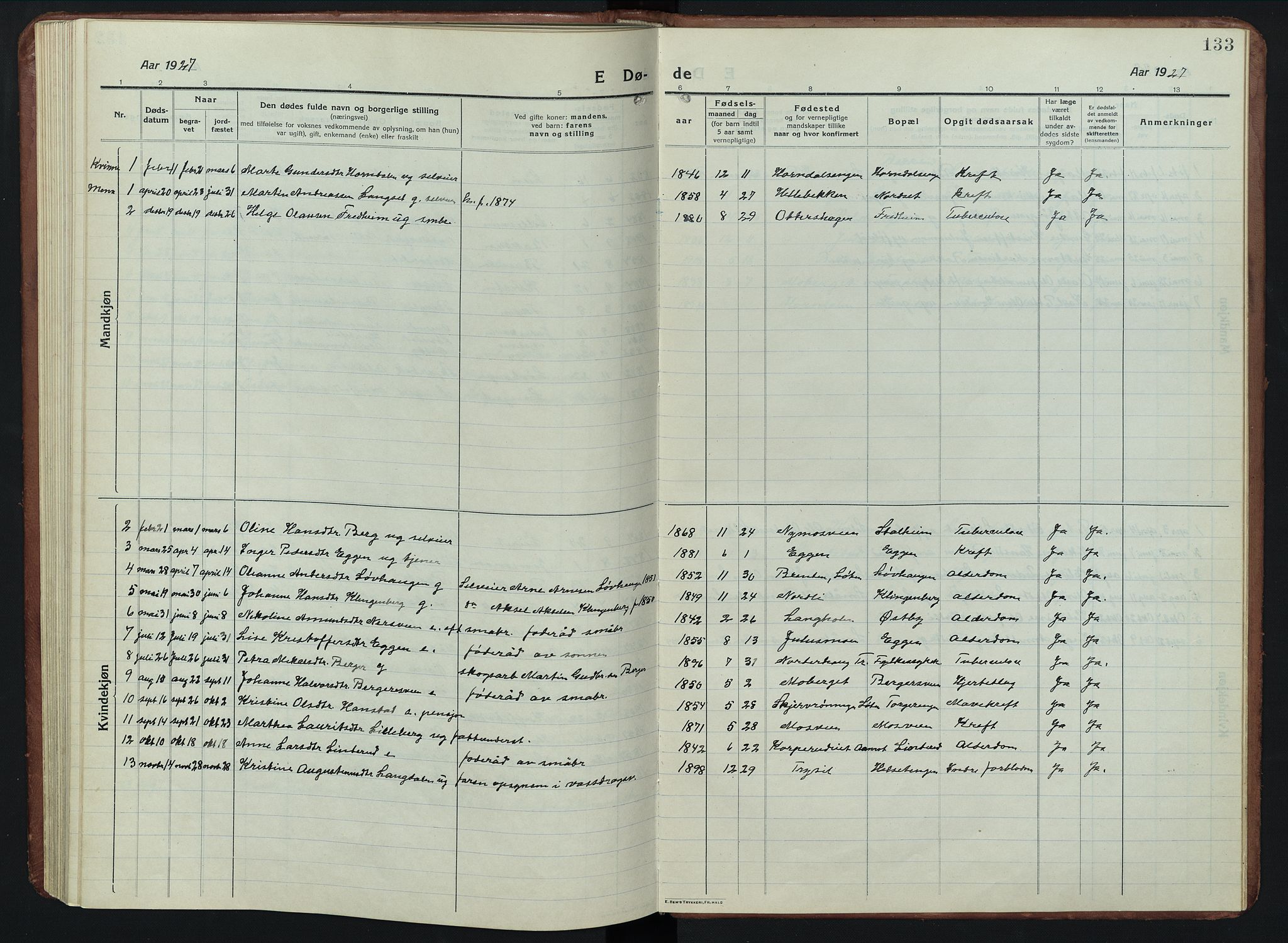 Elverum prestekontor, AV/SAH-PREST-044/H/Ha/Hab/L0011: Parish register (copy) no. 11, 1915-1947, p. 133