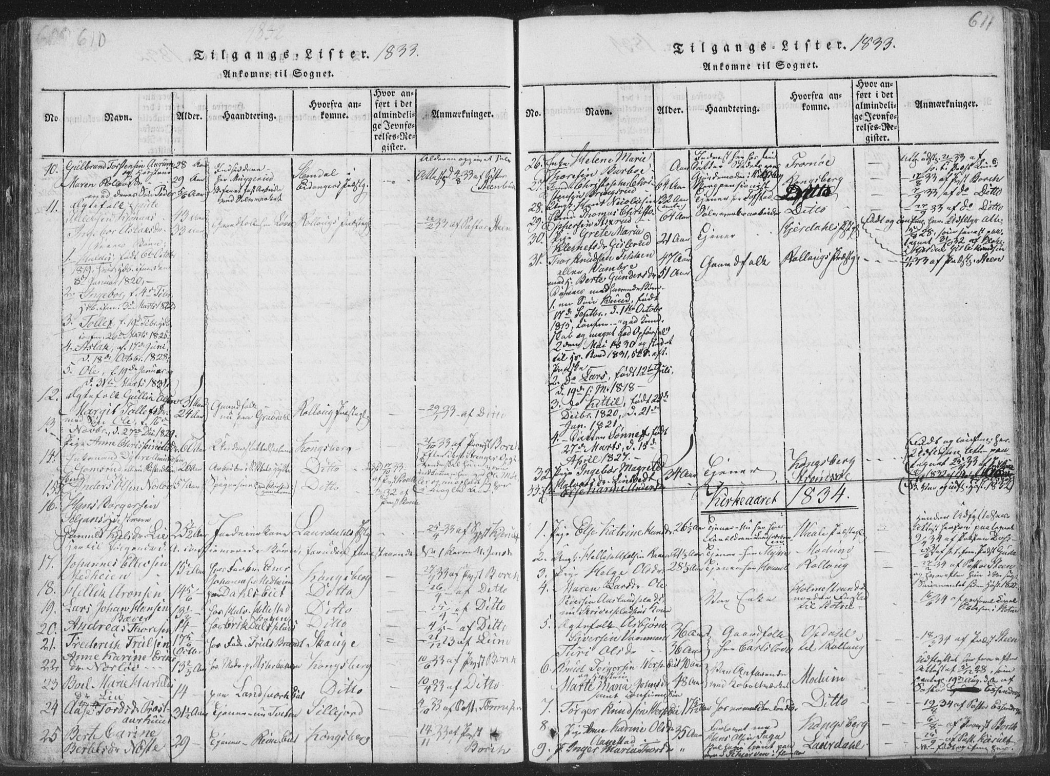 Sandsvær kirkebøker, SAKO/A-244/F/Fa/L0004: Parish register (official) no. I 4, 1817-1839, p. 610-611