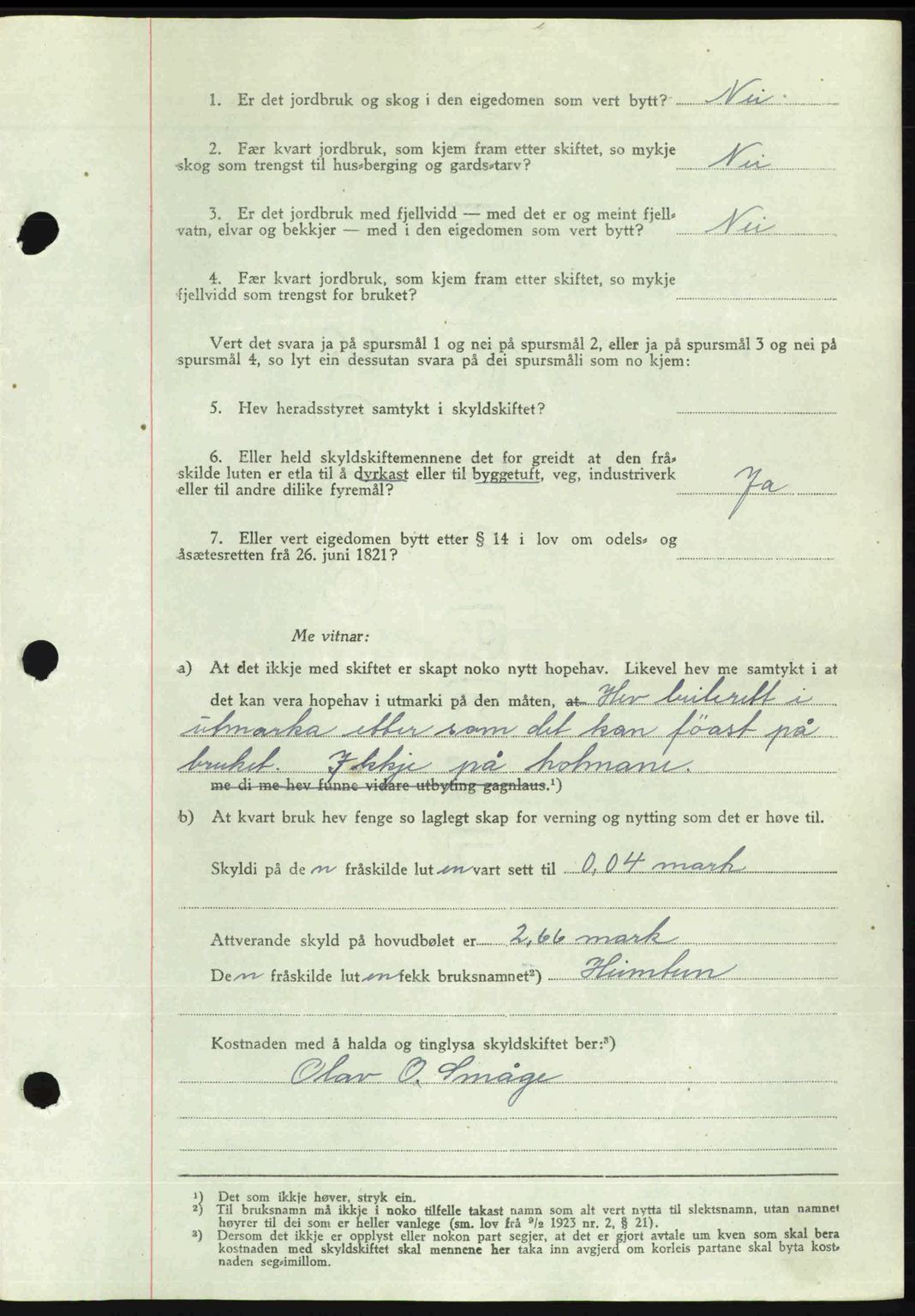 Romsdal sorenskriveri, AV/SAT-A-4149/1/2/2C: Mortgage book no. A21, 1946-1946, Diary no: : 2800/1946