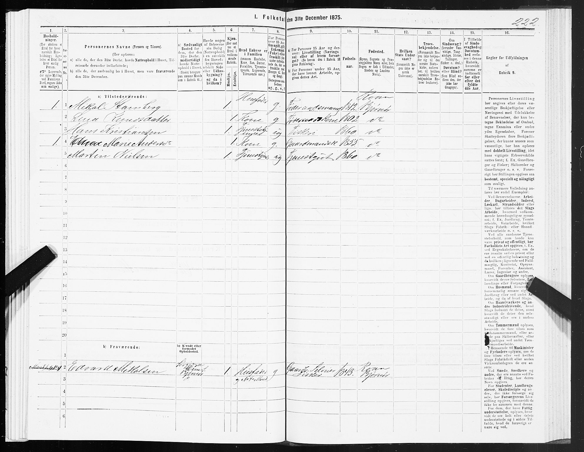 SAT, 1875 census for 1632P Bjørnør, 1875, p. 3222