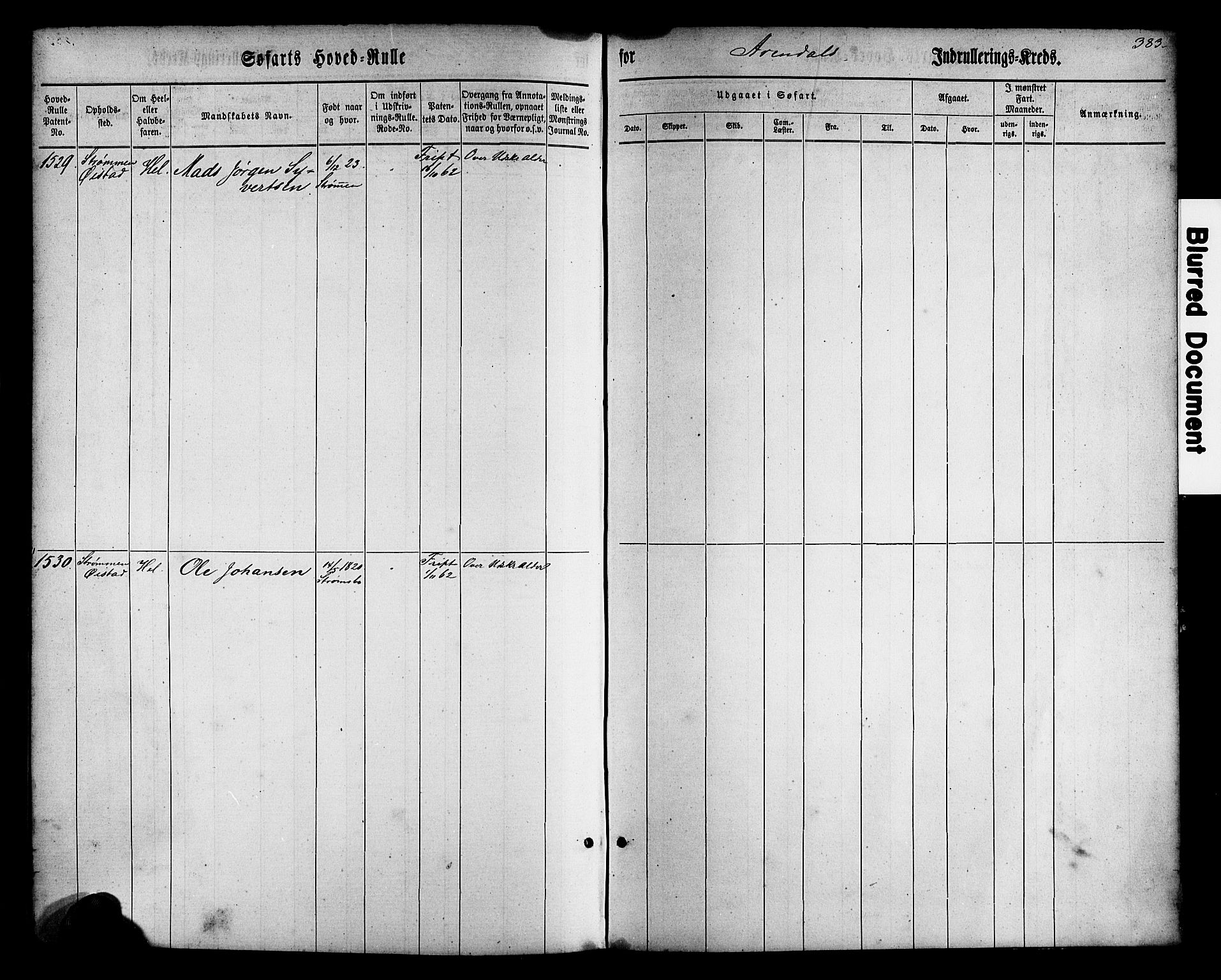 Arendal mønstringskrets, AV/SAK-2031-0012/F/Fb/L0009: Hovedrulle nr 767-1532, S-7, 1857-1864, p. 386