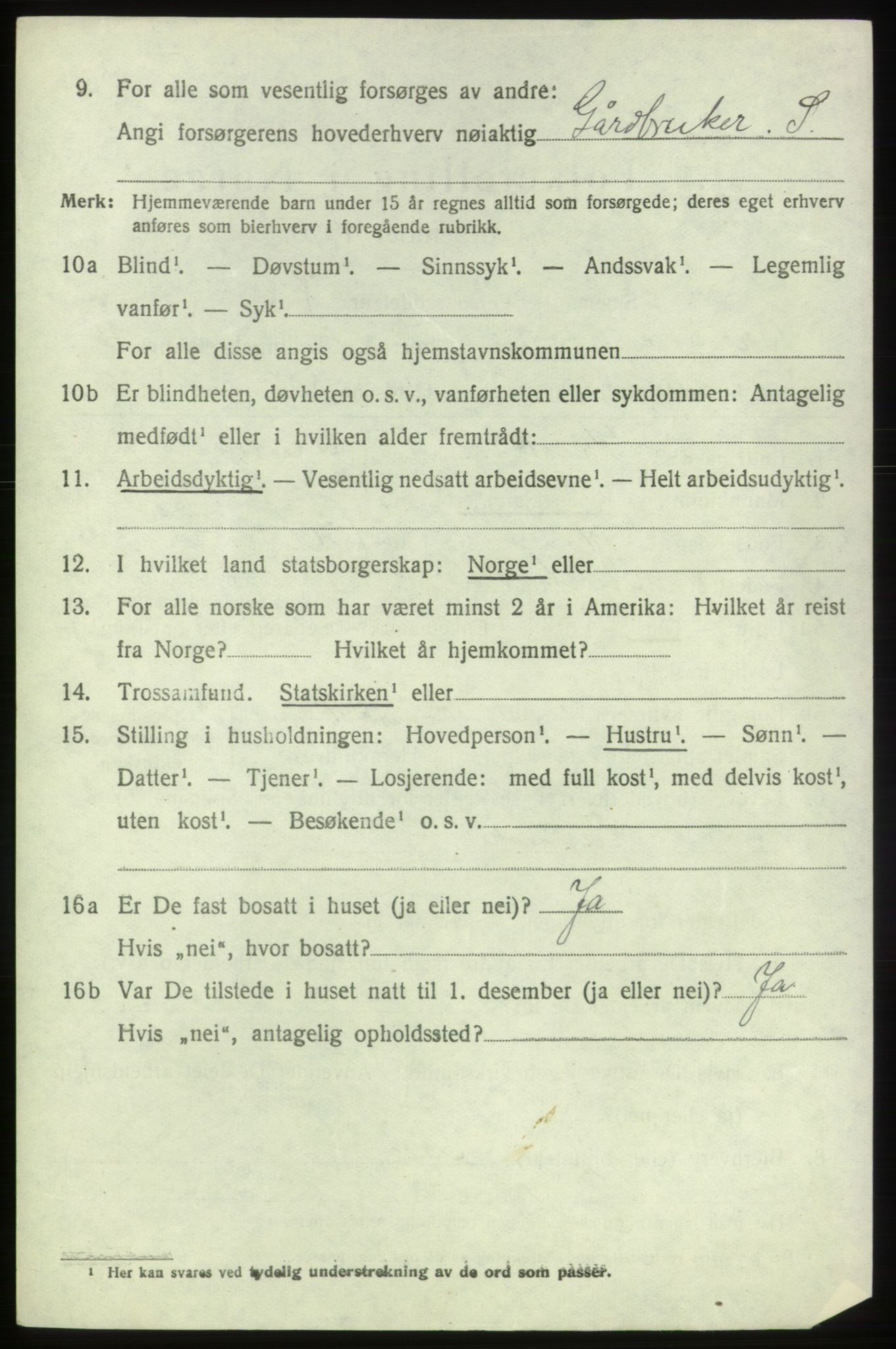 SAB, 1920 census for Bremnes, 1920, p. 1819