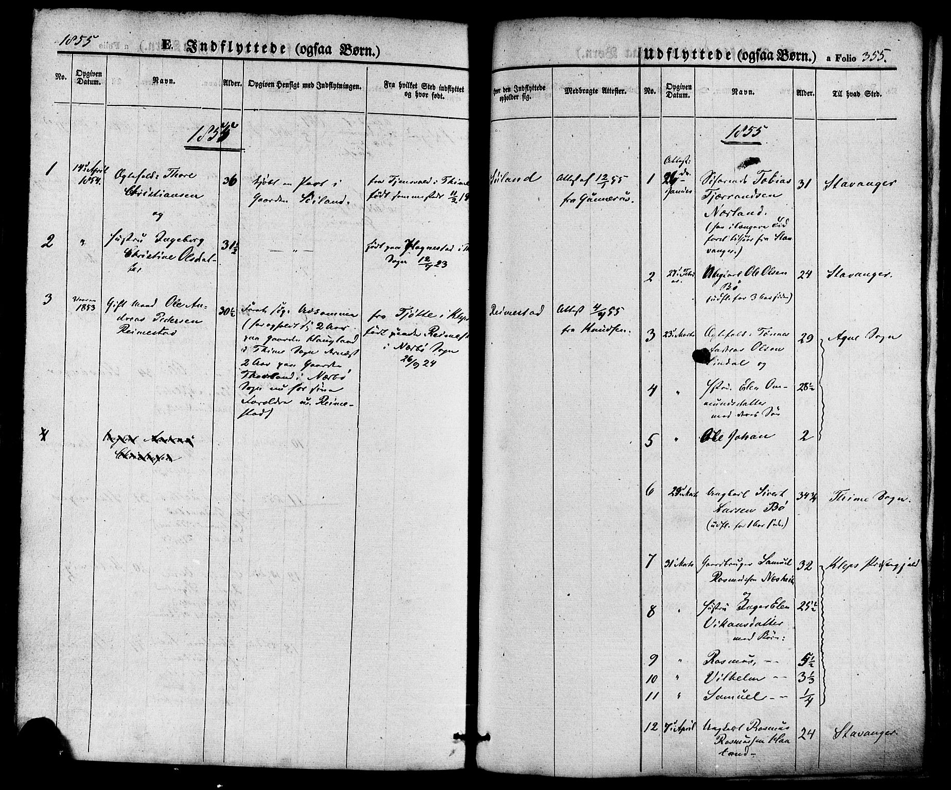 Hå sokneprestkontor, SAST/A-101801/001/30BA/L0008: Parish register (official) no. A 7, 1853-1878, p. 355