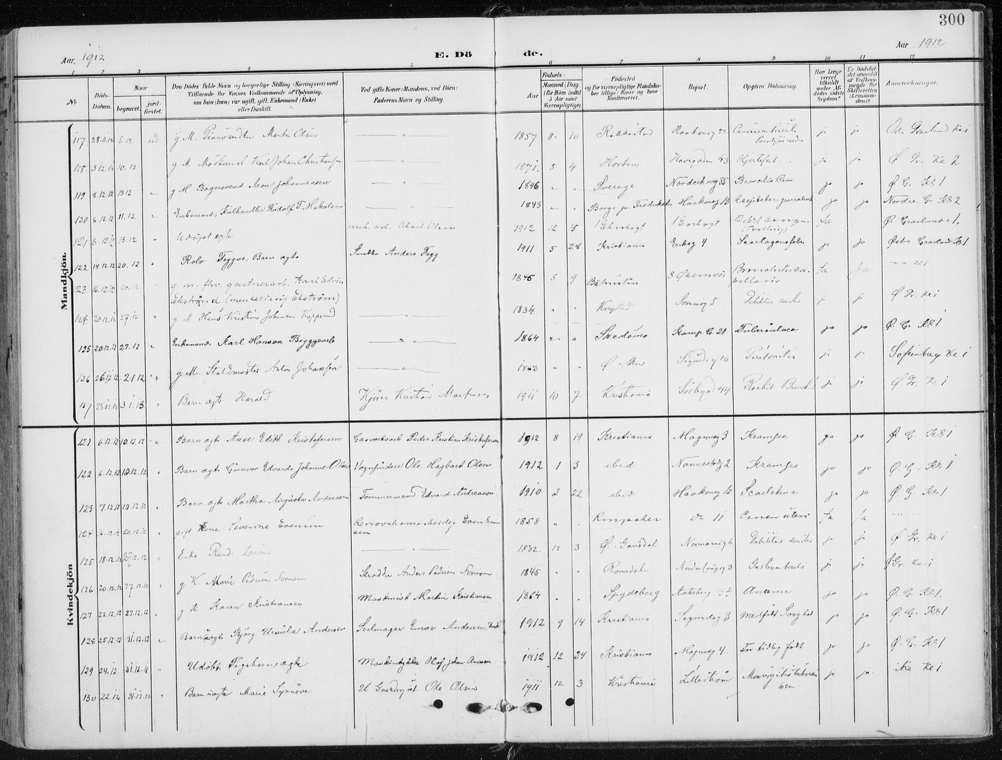 Kampen prestekontor Kirkebøker, AV/SAO-A-10853/F/Fa/L0011: Parish register (official) no. I 11, 1907-1917, p. 300