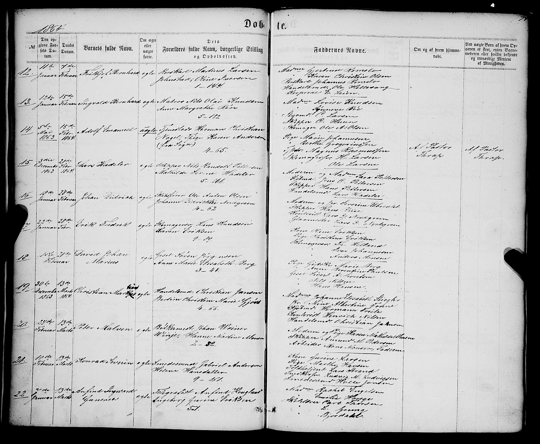 Nykirken Sokneprestembete, AV/SAB-A-77101/H/Haa/L0015: Parish register (official) no. B 2, 1858-1869, p. 74